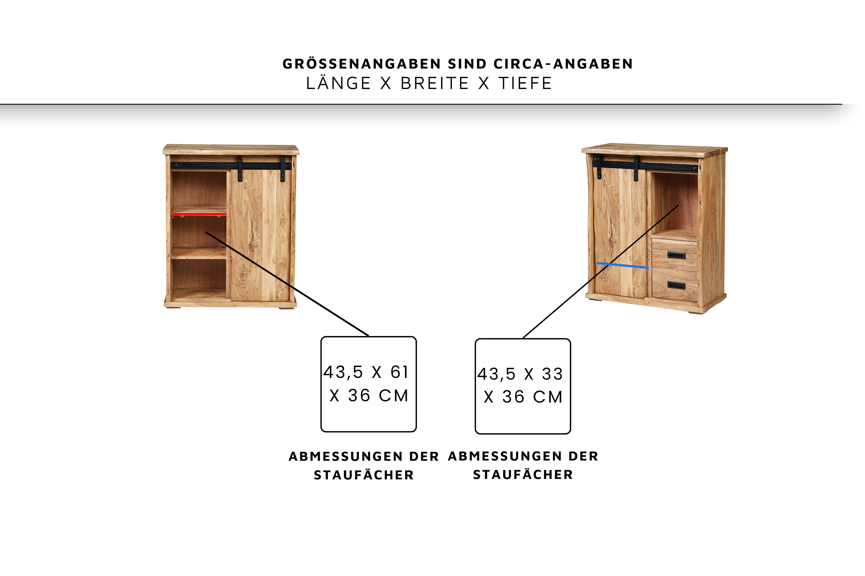 Sideboard Baumkante 75 x 36 x 90 cm Akazienholz massiv naturfarben LIAN III