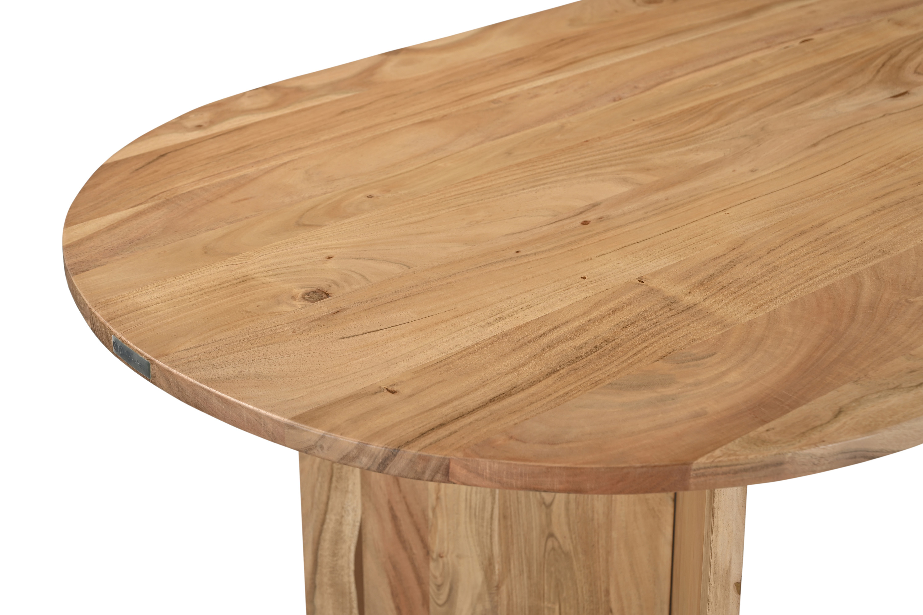 Esstisch 204 x 90 cm Akazienholz Natur gerade Kante oval V-Gestell LAURIE