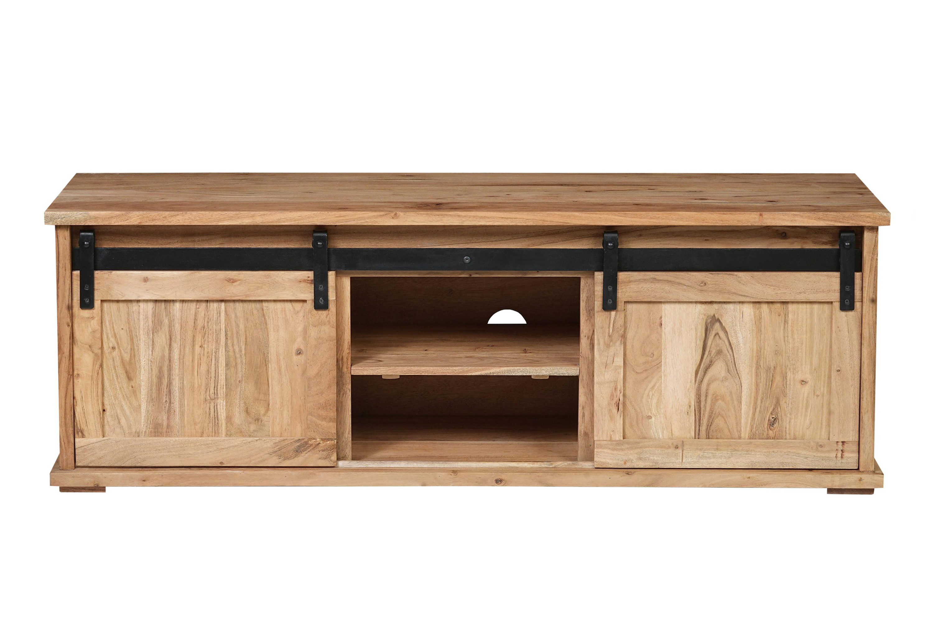Lowboard 145 x 45 x 50 cm Akazienholz massiv naturfarben ohne Baumkante LIAN  5