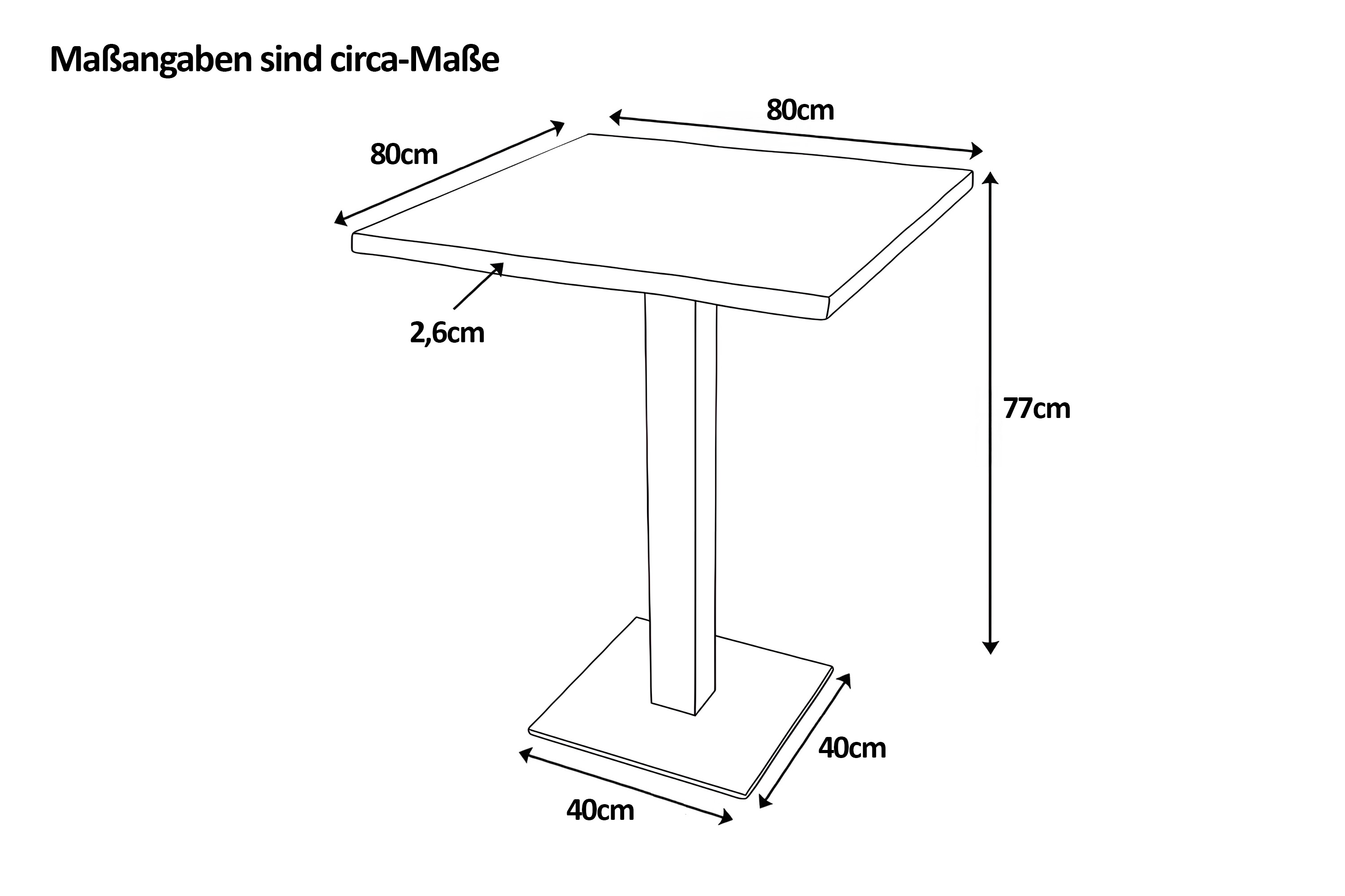 Bistrotisch Baumkante massiv Eiche geölt 80 x 80 cm Säulengestell schwarz IRIS