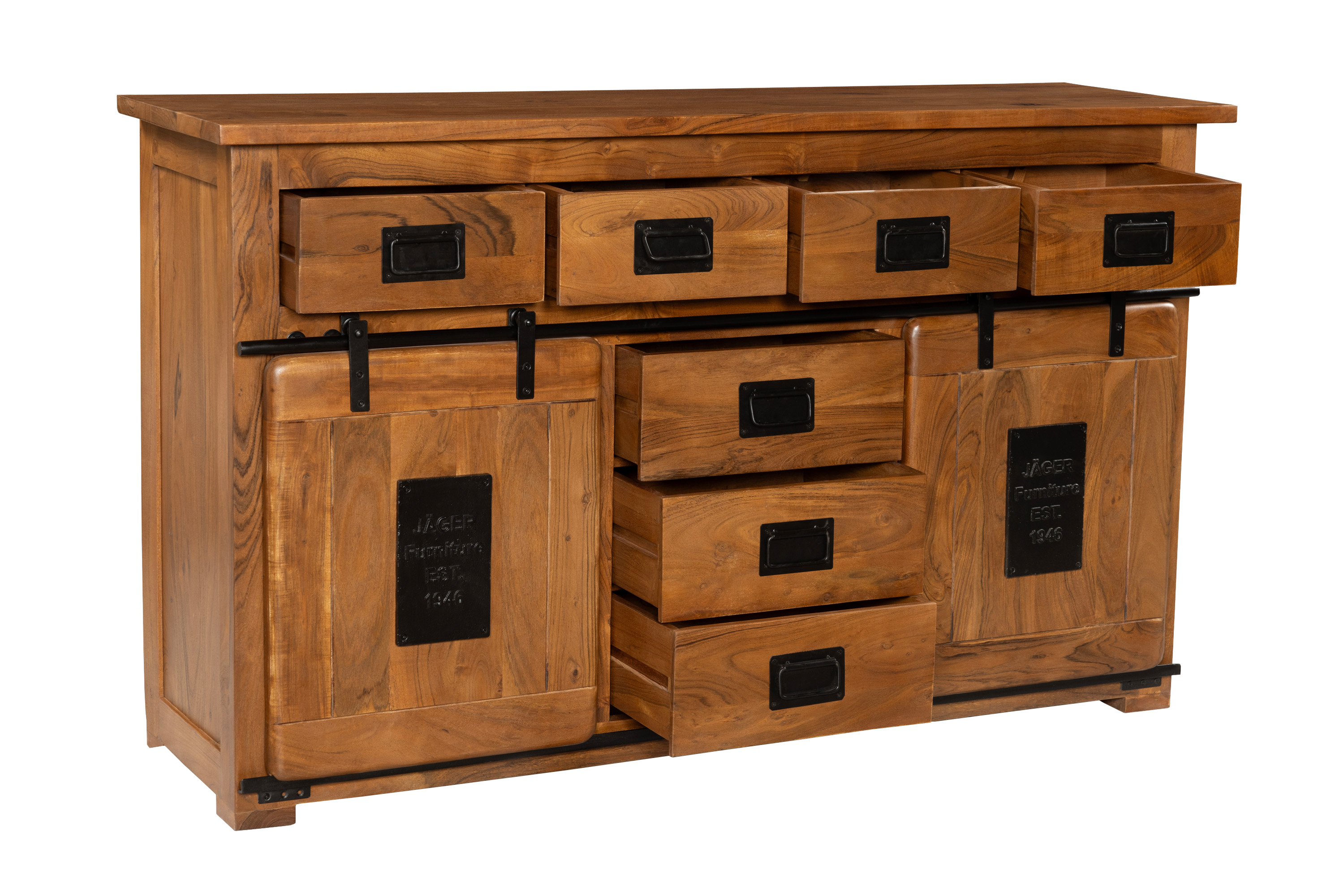 Sideboard Kommode Akazienholz massiv nussbaumfarben 150 x 90 x 45 cm LIBRO