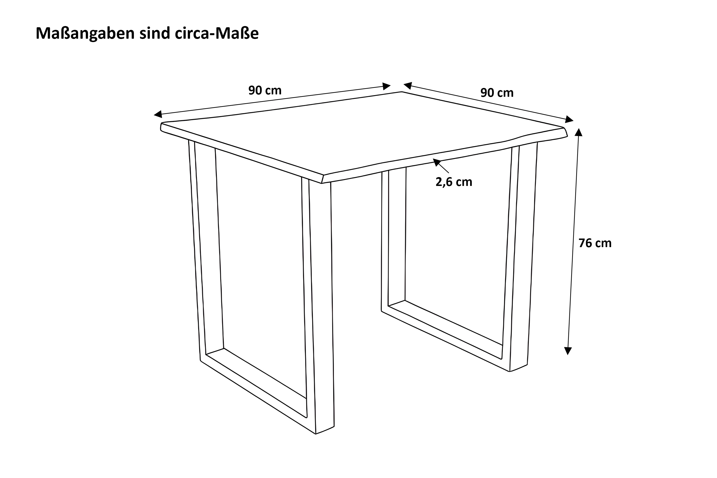 Esstisch Baumkante massiv Akazie natur 90 x 90 cm U-Gestell Holz natur GRAZ