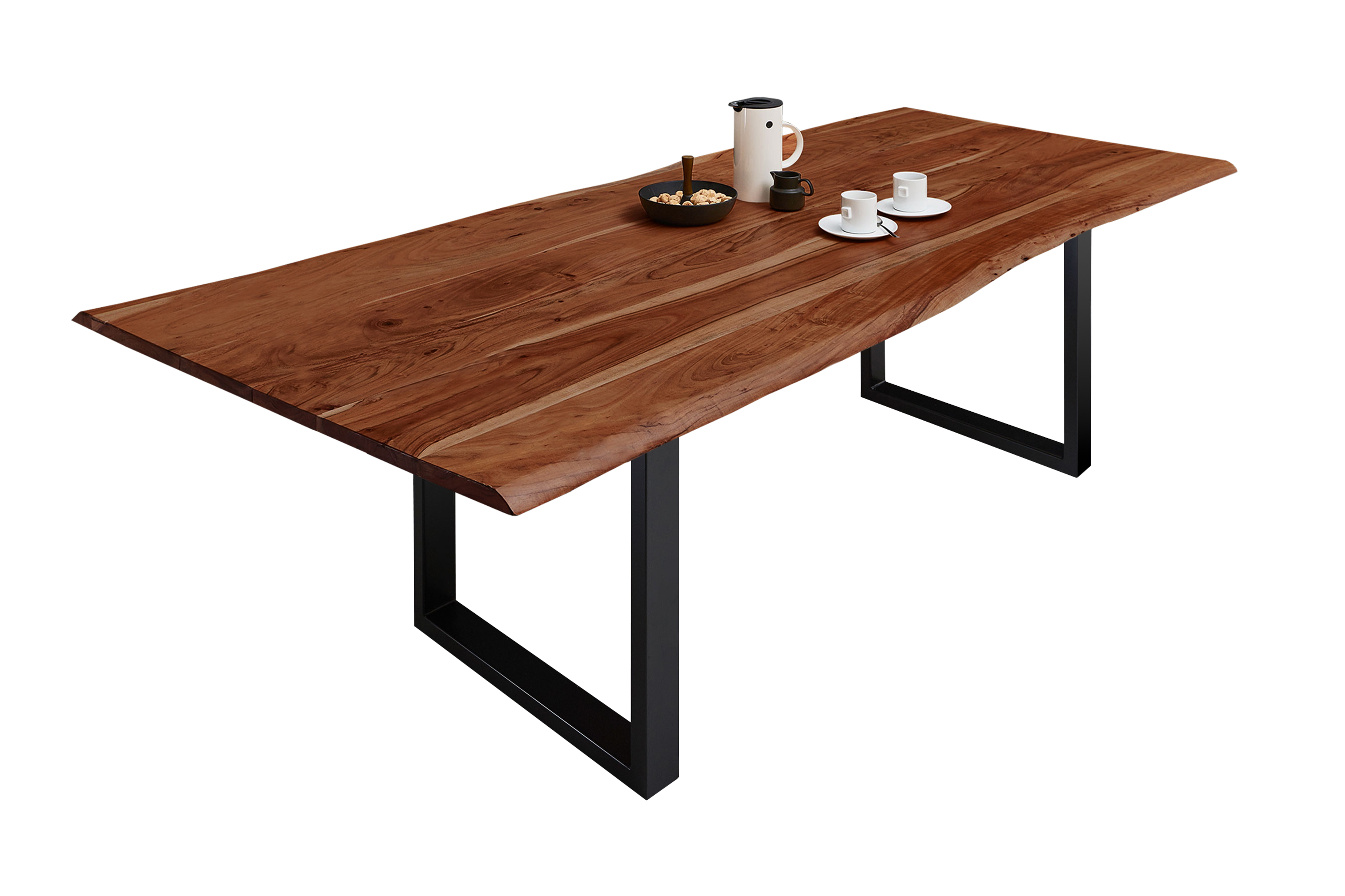 Esstisch Baumkante massiv Akazie nussbaum 280 x 100 schwarz MILO