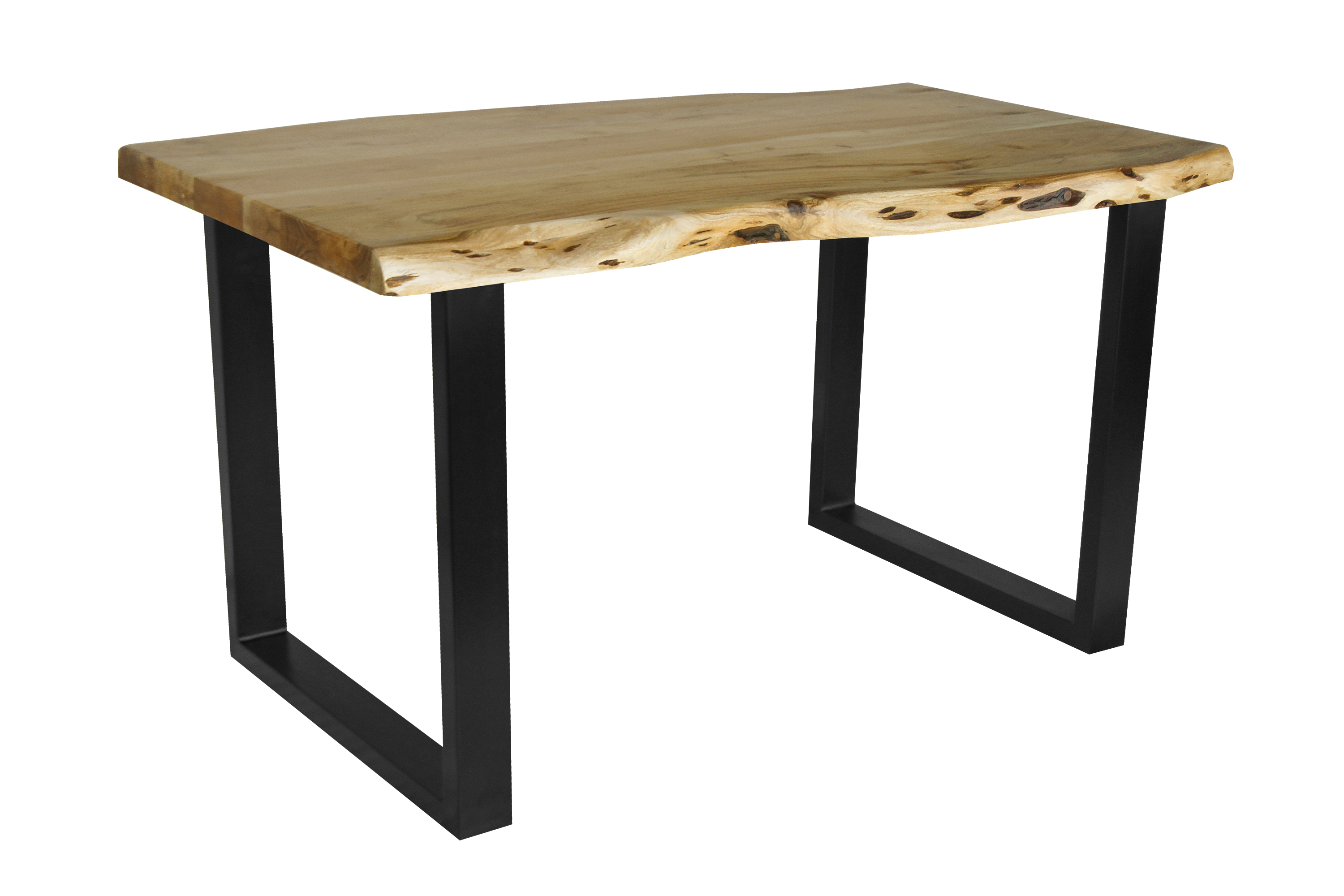 Esstisch Baumkante Akazie massiv eichenfarben 140 x 80 U-Gestell schwarz CALI