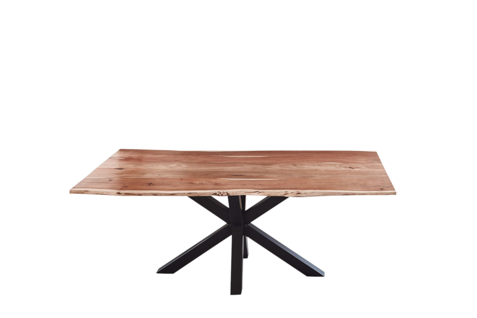  Esstisch Baumkante massiv Akazie natur 220 cm Spider-Gestell schwarz QUINCY