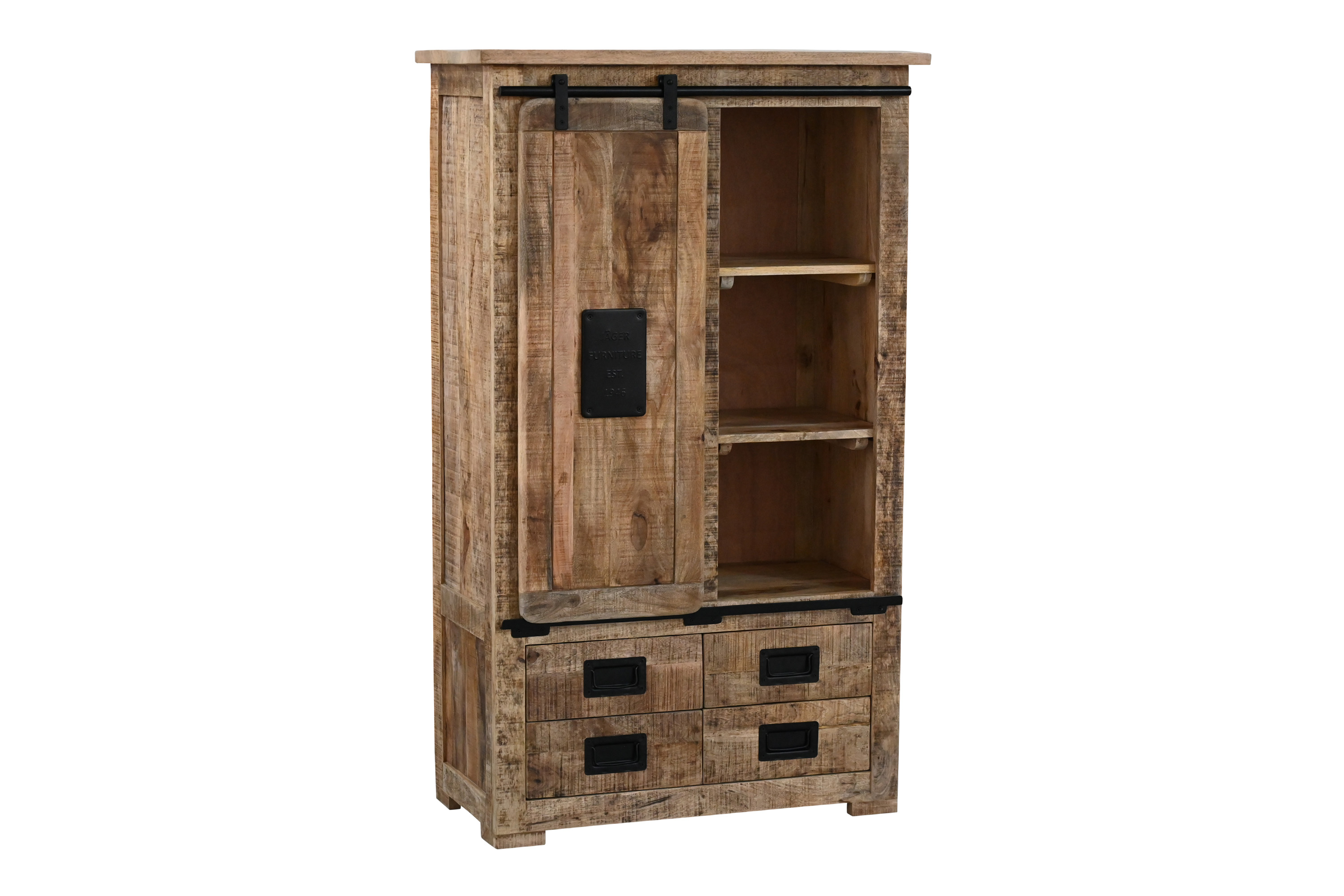 Highboard Mango Rough massiv 90 x 45 x 150 cm LIBRO
