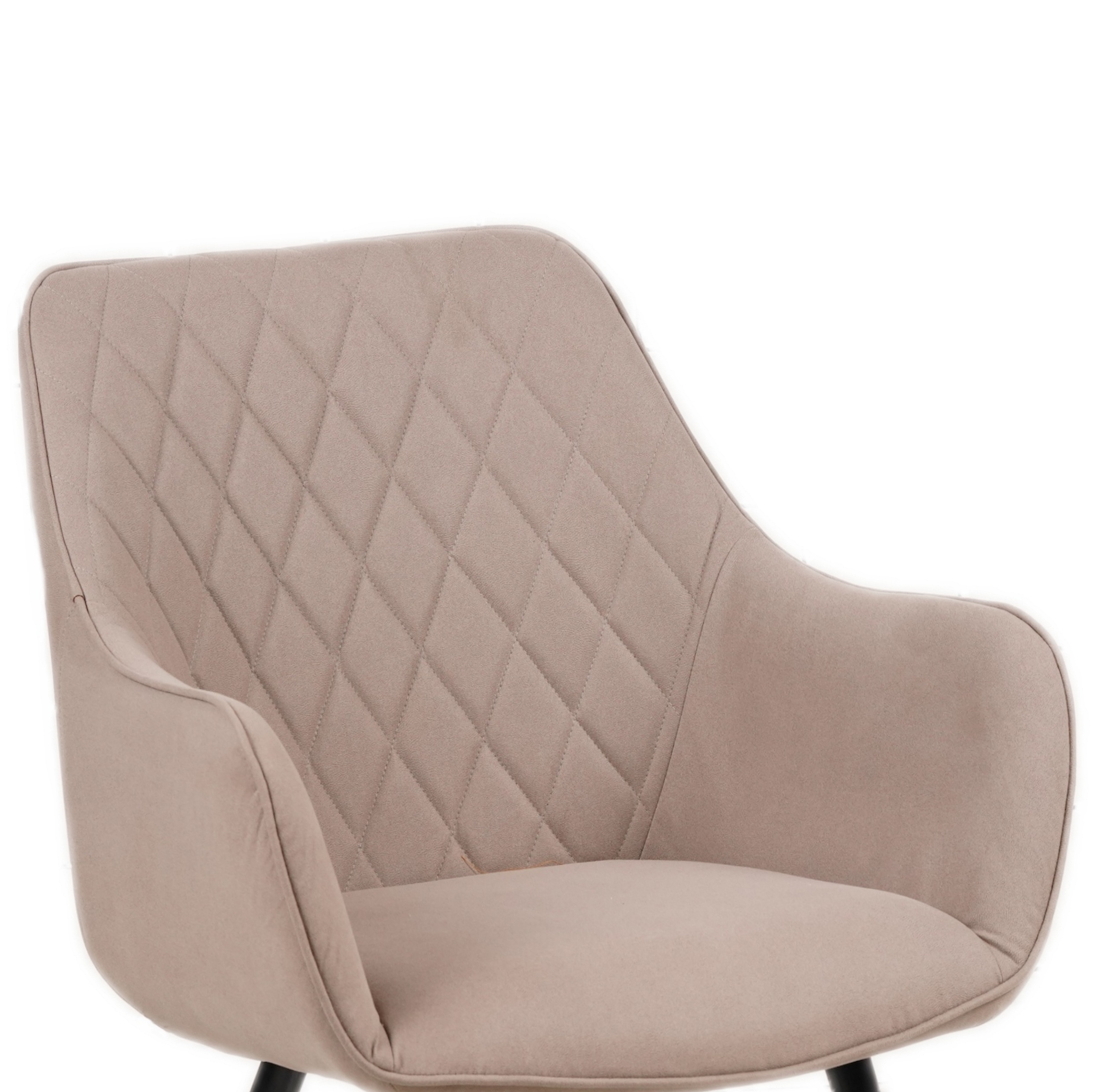  Esszimmer Armlehnstuhl Stoffbezug Taupe, Schwarze Metallfüße ELLI