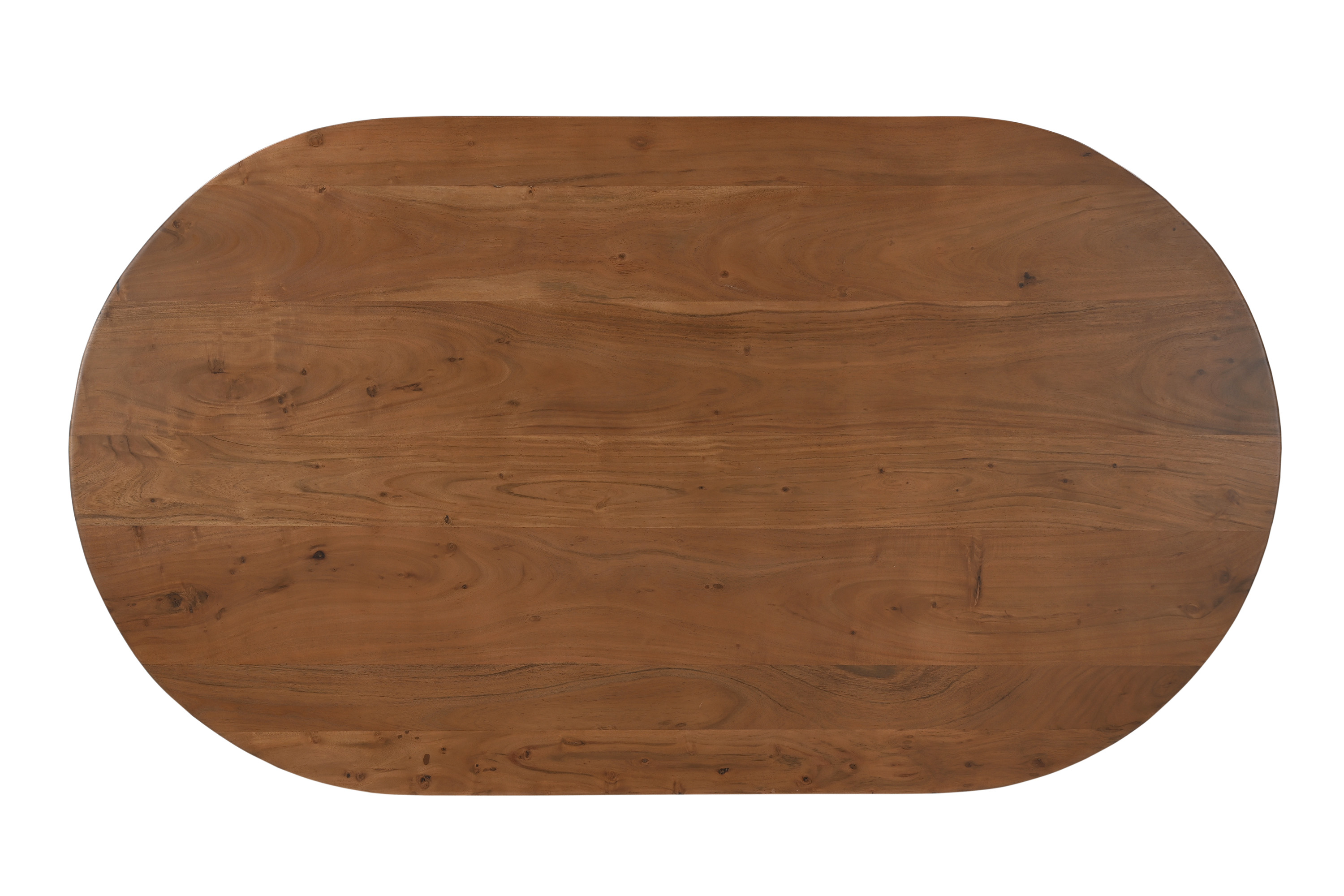 Esstisch 160 x 90 cm Akazienholz Nussbaum gerade Kante oval V-Gestell LAURIE