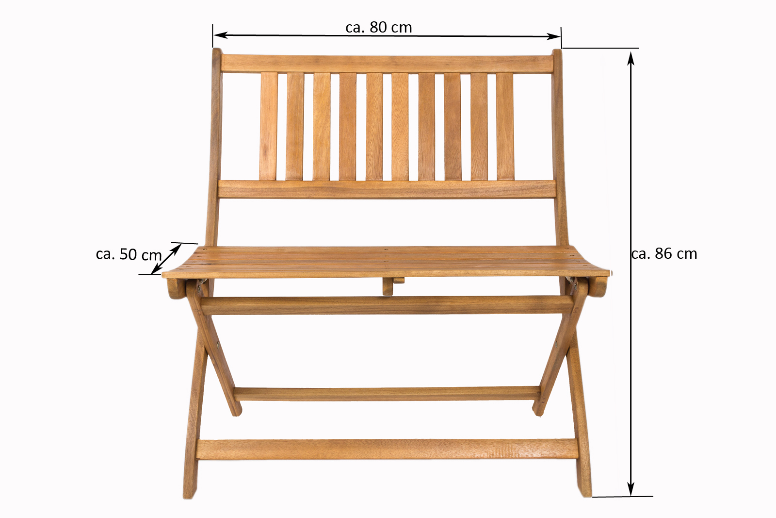 Balkonmöbel Set 4tlg mit Bank Akazie Klapptisch 80 x 60 cm SKARA/BLOOM