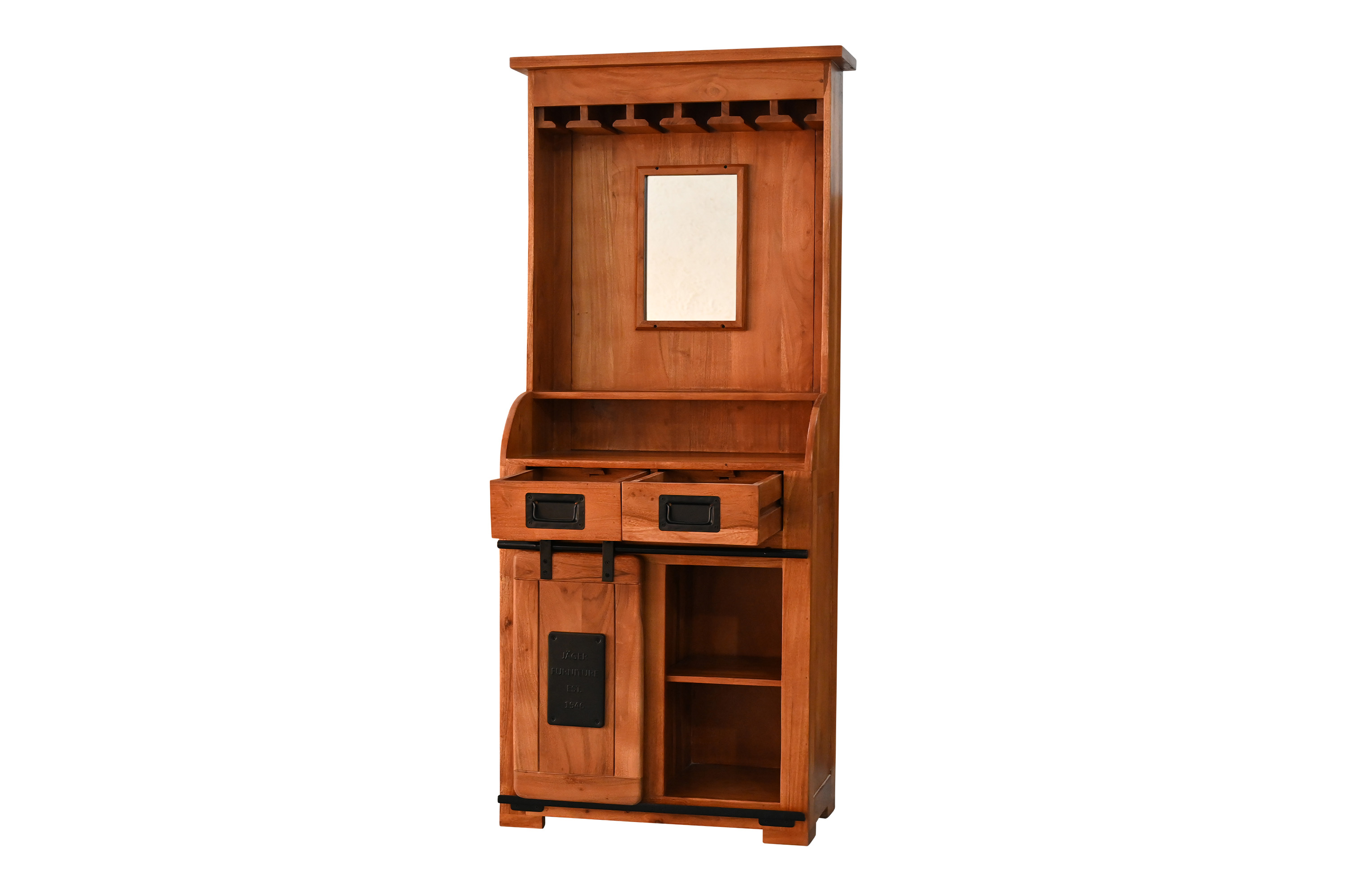 Weinschrank Holzschrank Akazie massiv nussbaumfarben 75 x 35 x 170 cm LIBRO