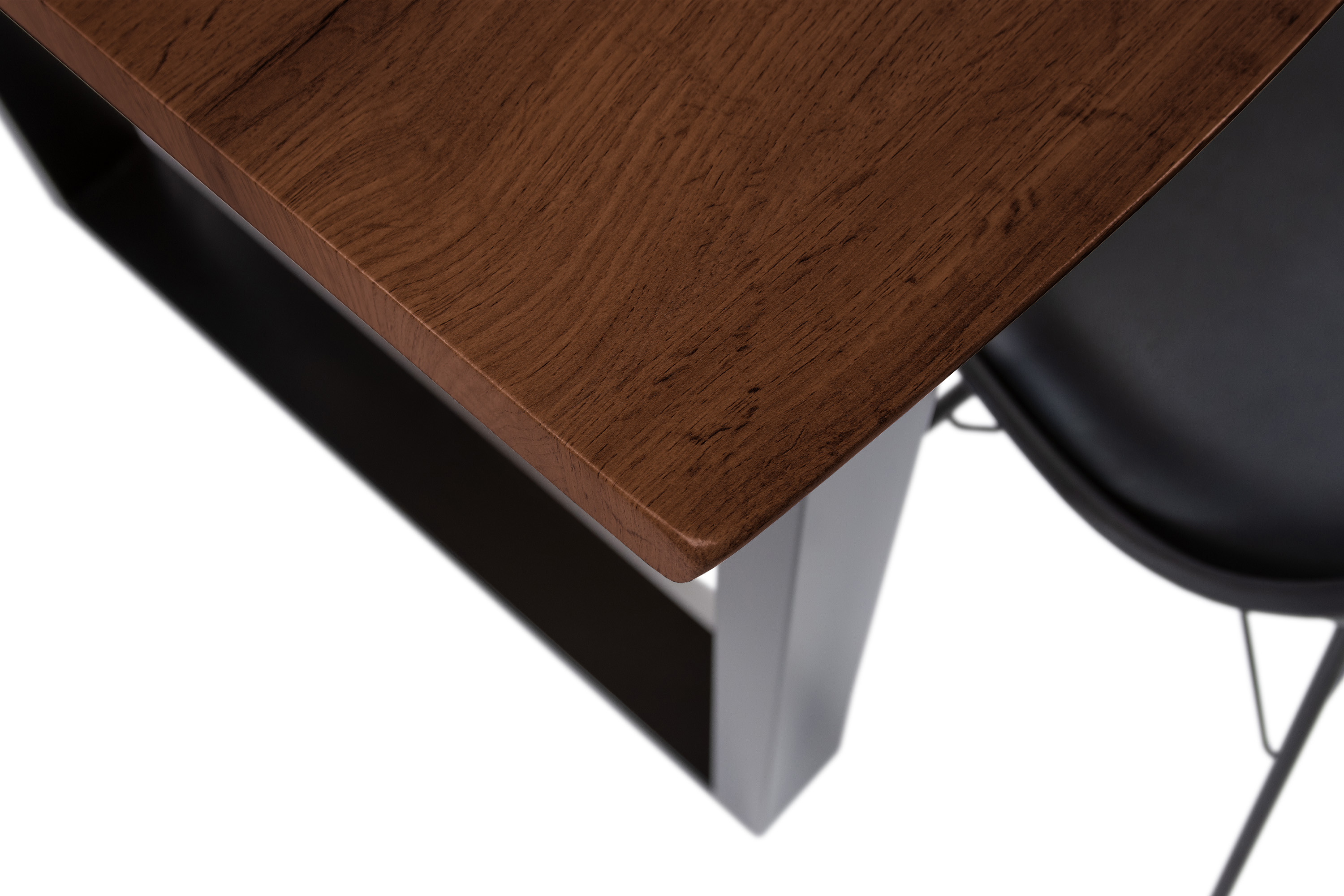 Esstisch Baumkante Holz-Optik Nussbaum 140 x 80 U-Gestell schwarz JOSY
