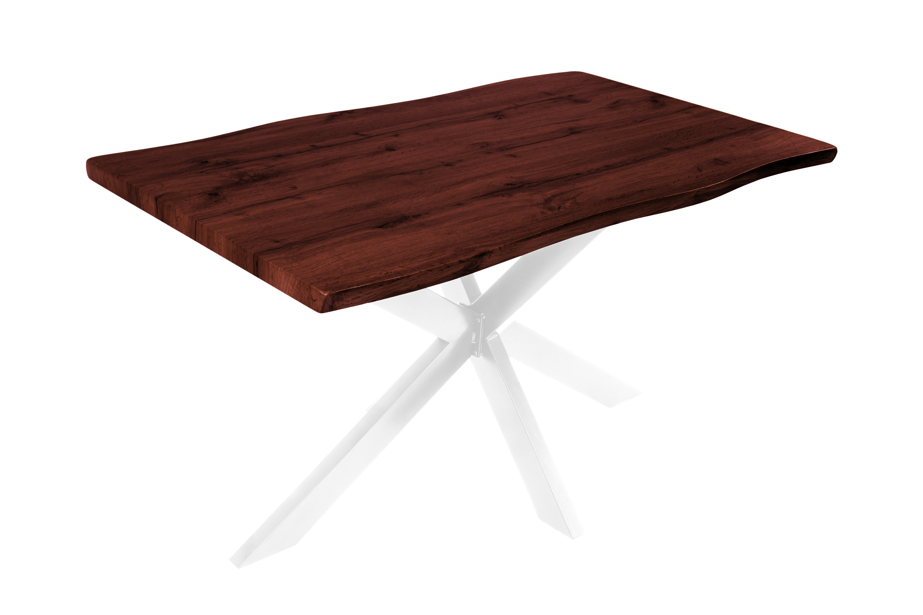 Esstisch Baumkante Holz-Optik Nussbaum 120 x 80 Spider-Gestell weiß JOSY