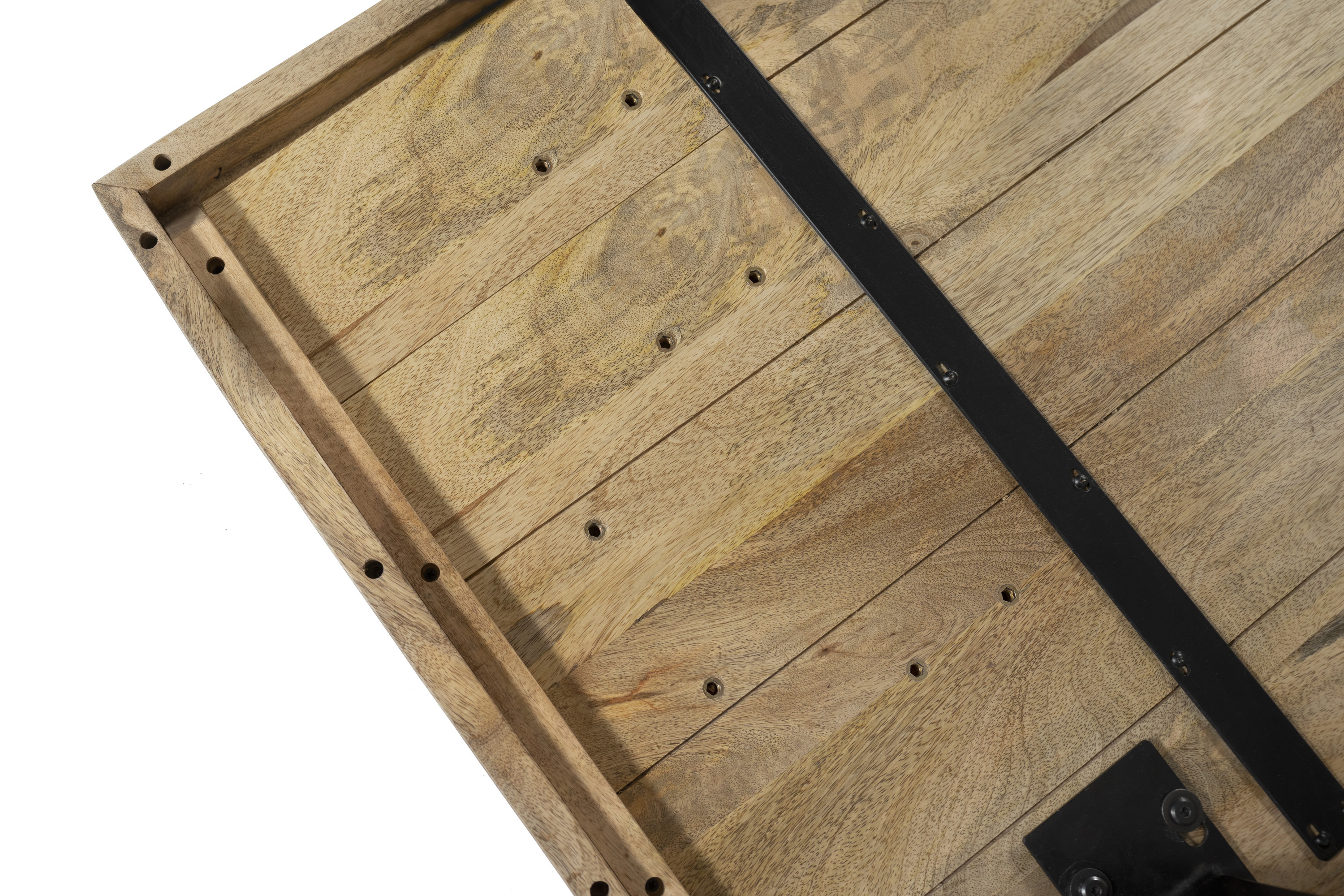 Esstisch Mango Massiv naturfarben 120 x 80 cm gerade Kanten Spider-Gestell schwarz RIO