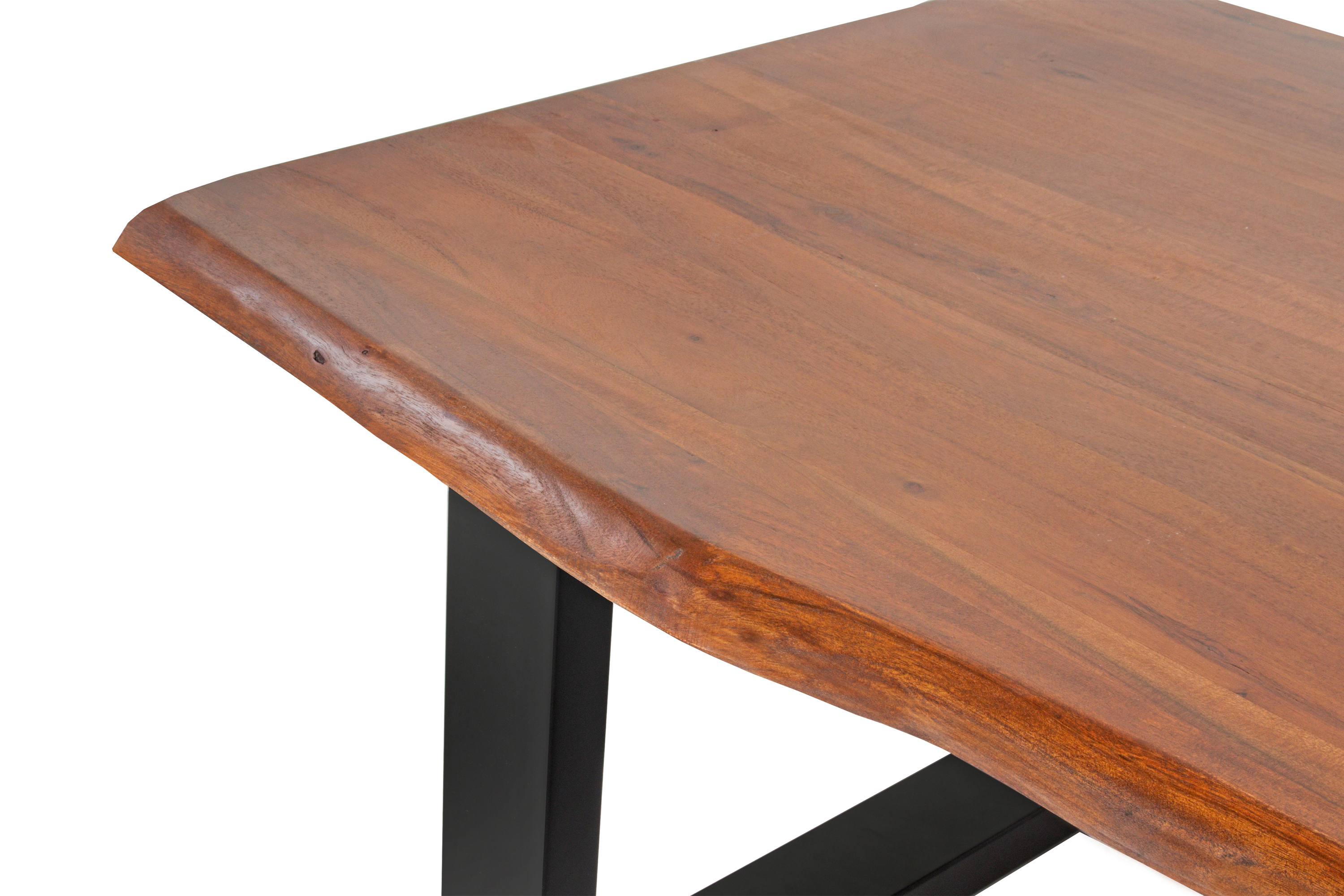 Couchtisch Baumkante massiv Akazie Nussbaum 110 x 75 cm U-Gestell schwarz INSA