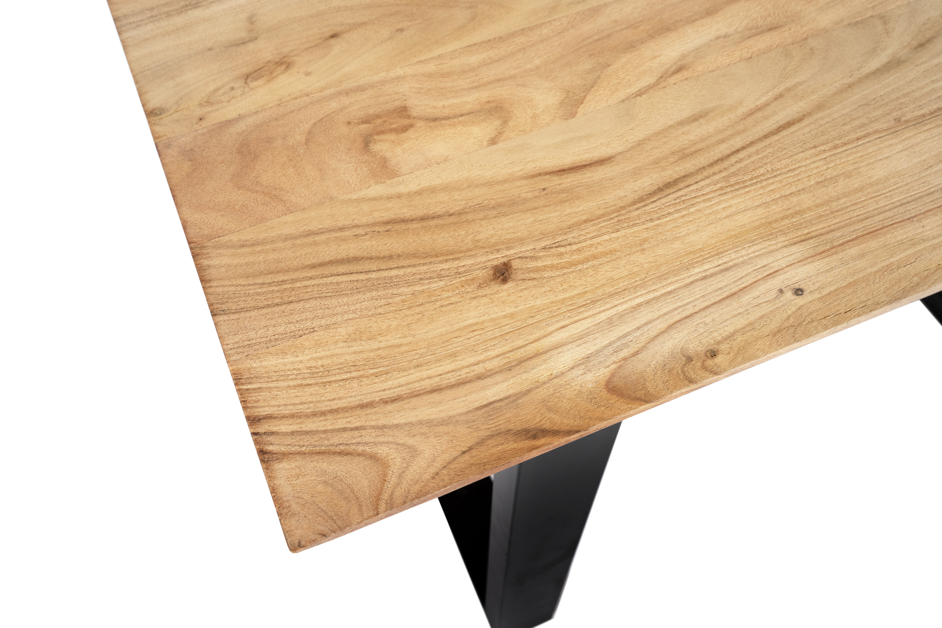 Esstisch 160x85cm Akazie massiv eichenfarben schweizer Kante U-Gestell schwarz DEAN