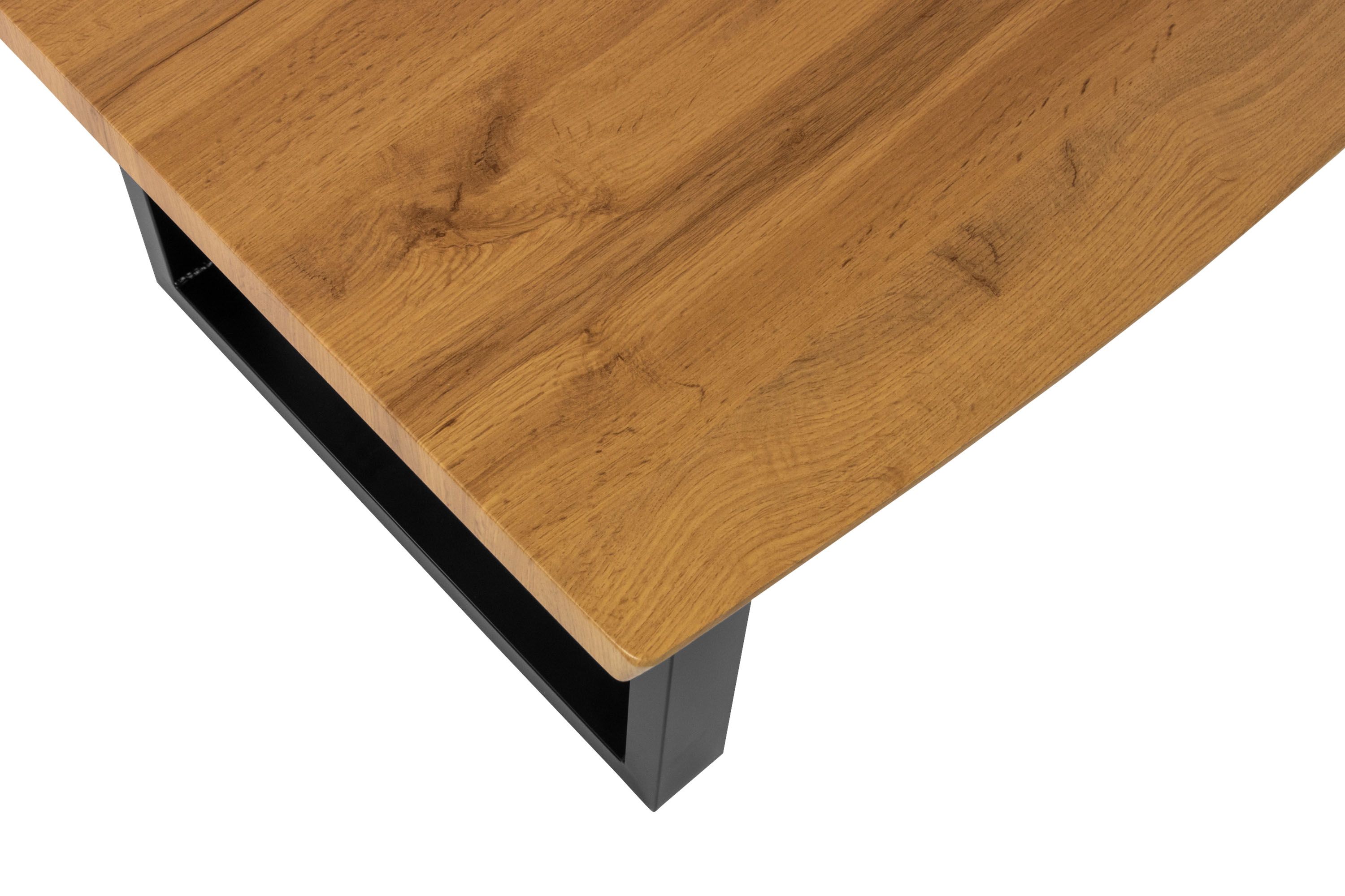 Esstisch Baumkante Holz-Optik Wildeiche 200 x 100 U-Gestell schwarz JOSY Esstisch Baumkante Holz-Optik Wildeiche 200 x 100 U-Gestell schwarz JOSY