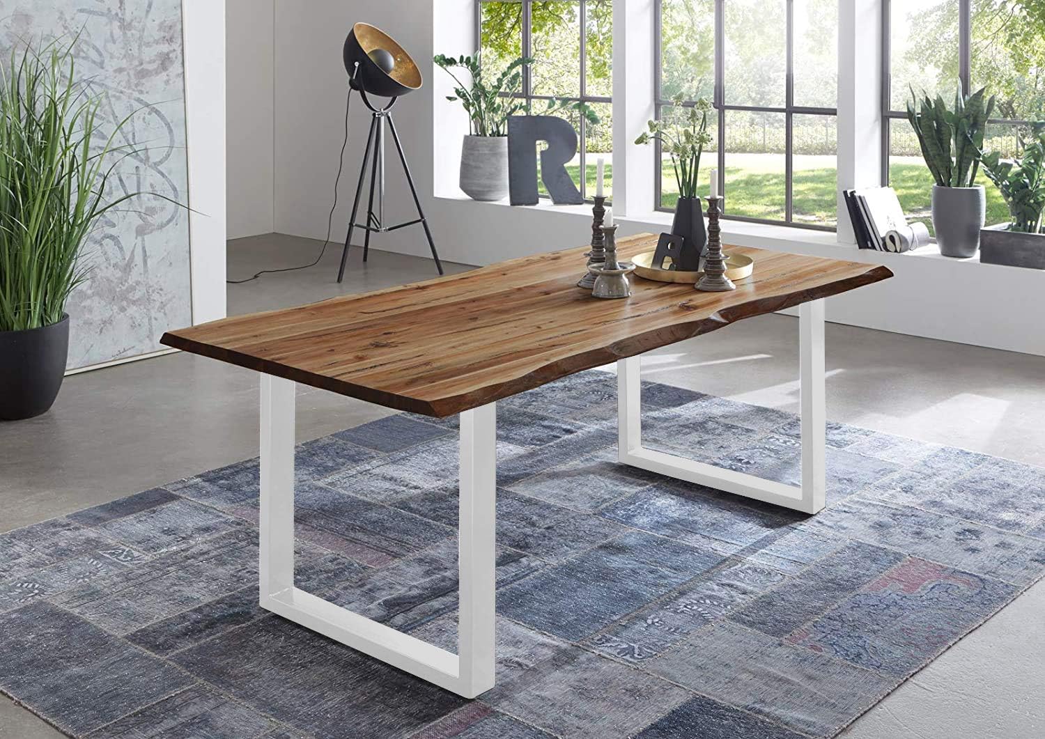 Esstisch Baumkante Massiv Akazie natur 120 x 80 weiß NOAH Esstisch Baumkante Massiv Akazie natur 120 x 80 weiß NOAH