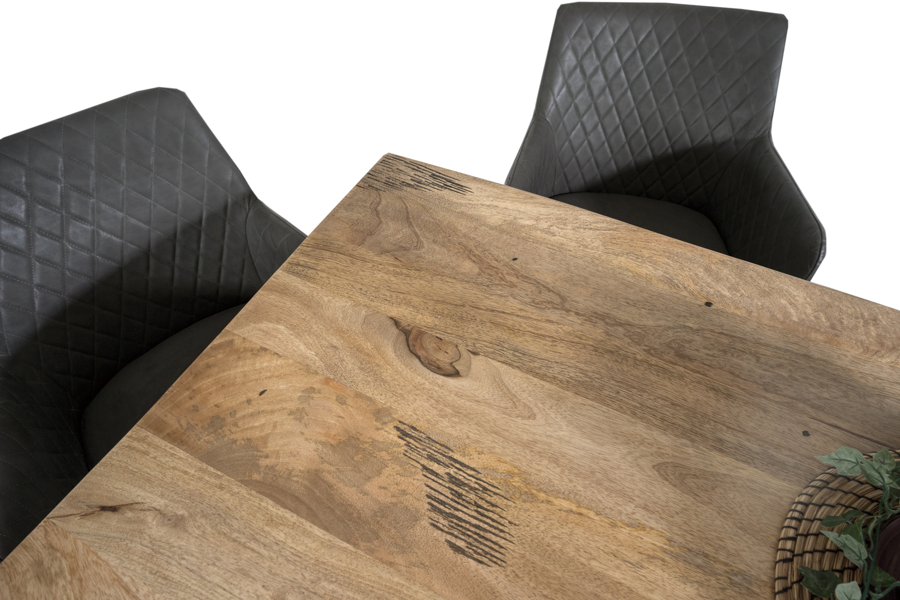 Esstisch Baumkante Massiv Mango naturfarben 180 x 90 schwarz Spider-Gestell Tiger