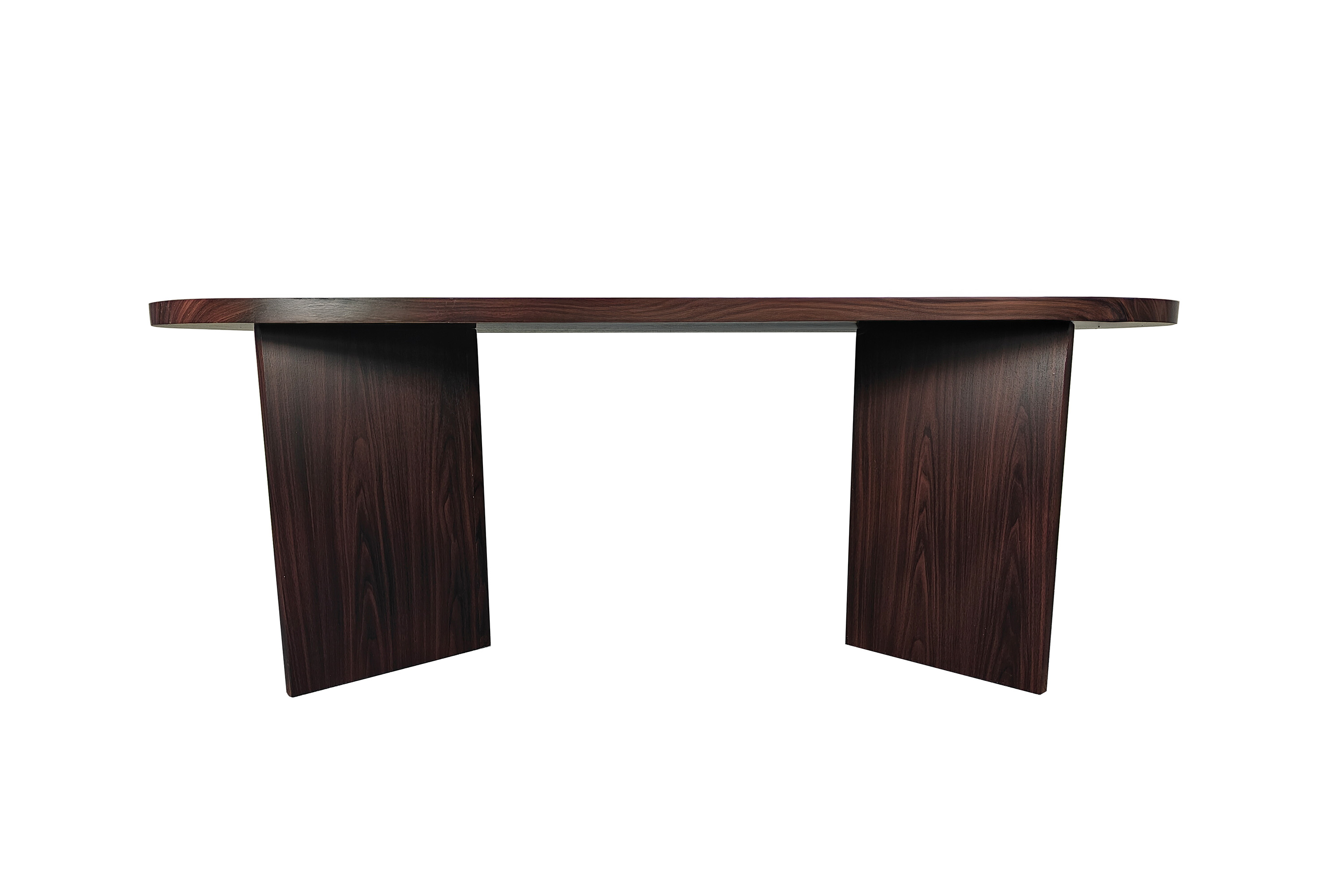 Esstisch 204 x 90 cm Holz Walnuss-Optik gerade Kante oval V-Gestell OVI