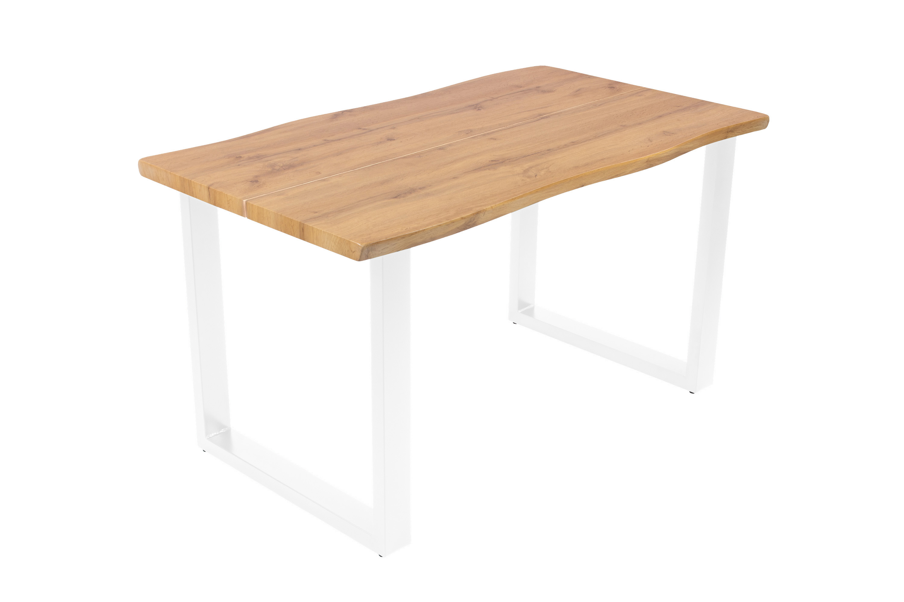 Esstisch Baumkante Holz-Optik Wildeiche 140 x 80 U-Gestell weiß DUA