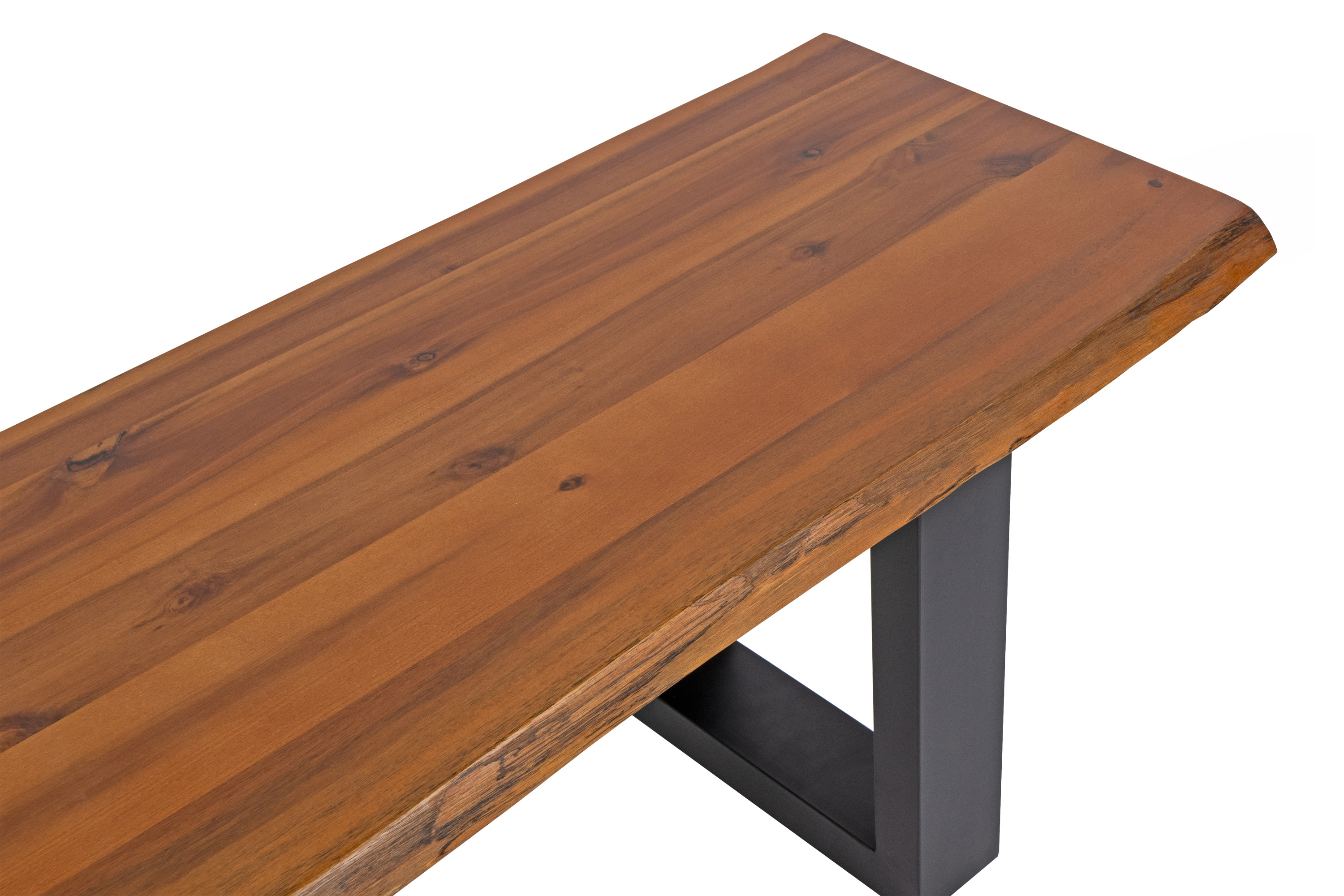 Sitzbank Baumkante 120 cm Cognac massiv Akazie schwarz ESRA