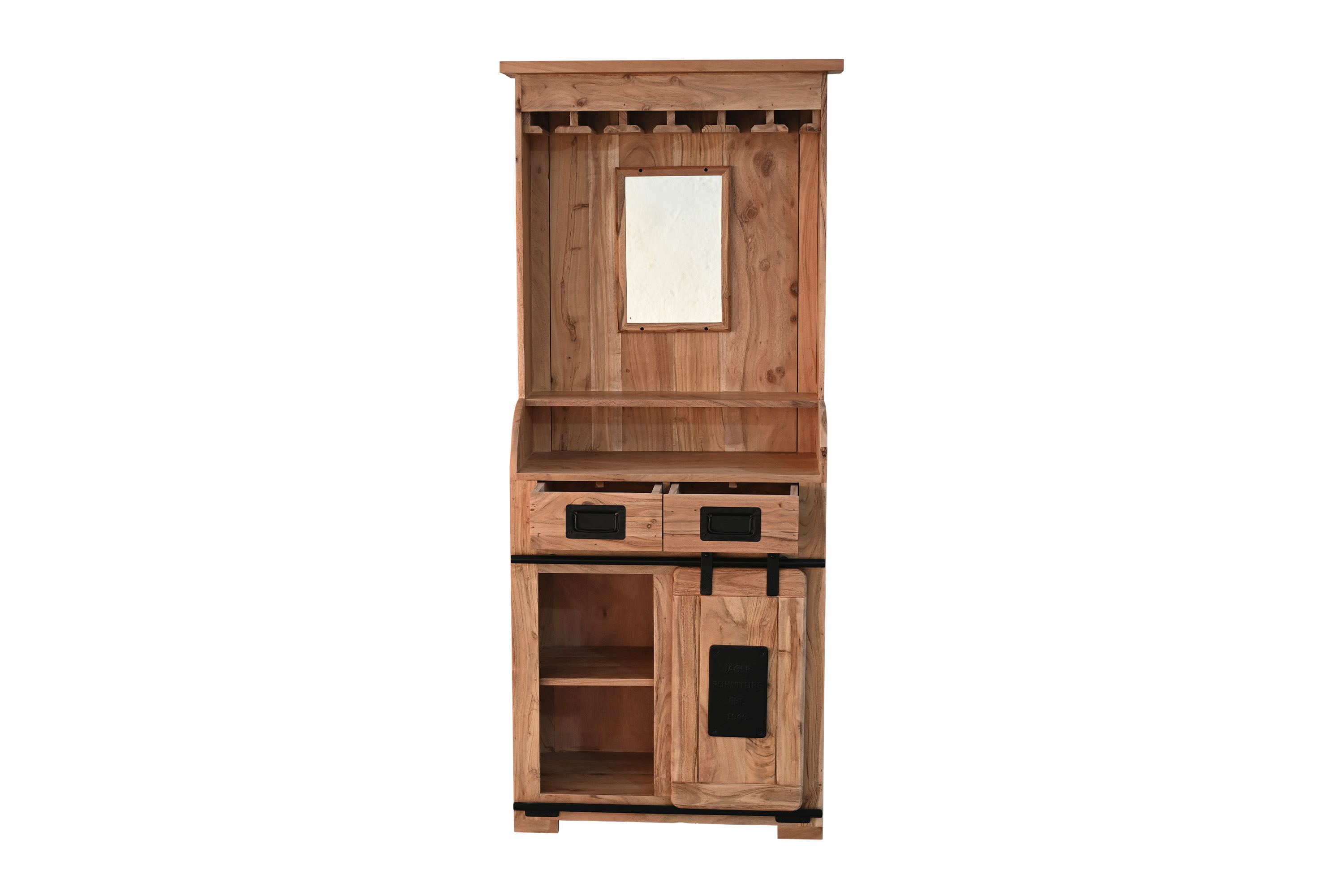 Weinschrank Holzschrank Akazie massiv 75 x 35 x 170 cm naturfarben LIBRO