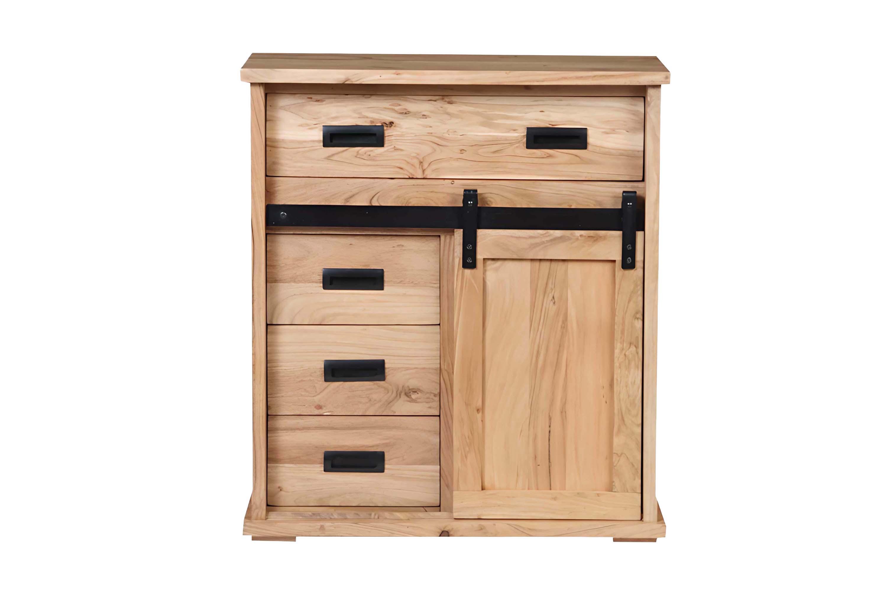 Sideboard 75 x 35 x 85 cm Akazienholz massiv naturfarben ohne Baumkante LIAN 6