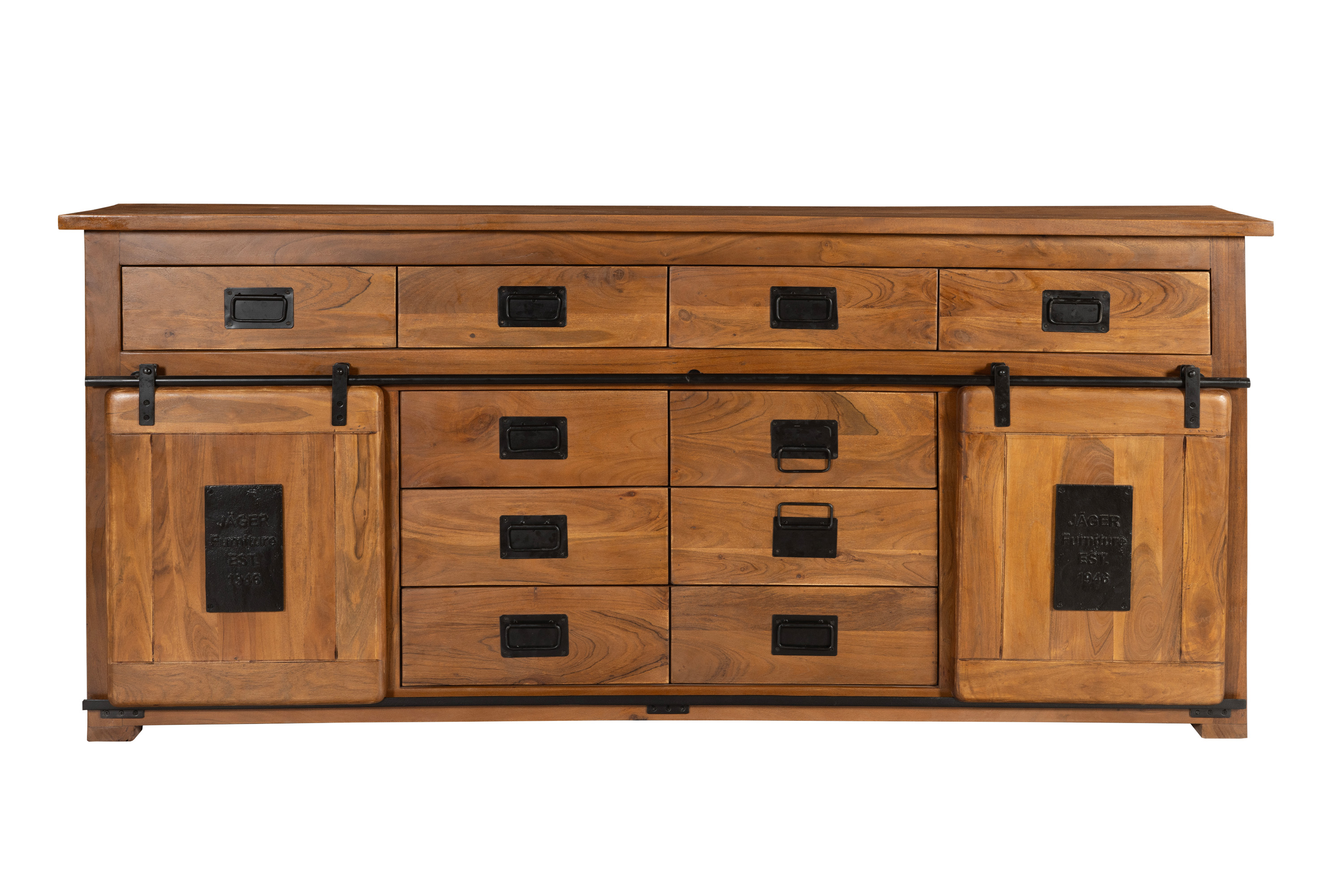 Sideboard Kommode Akazienholz massiv nussbaumfarben 200 x 90 x 45 cm LIBRO
