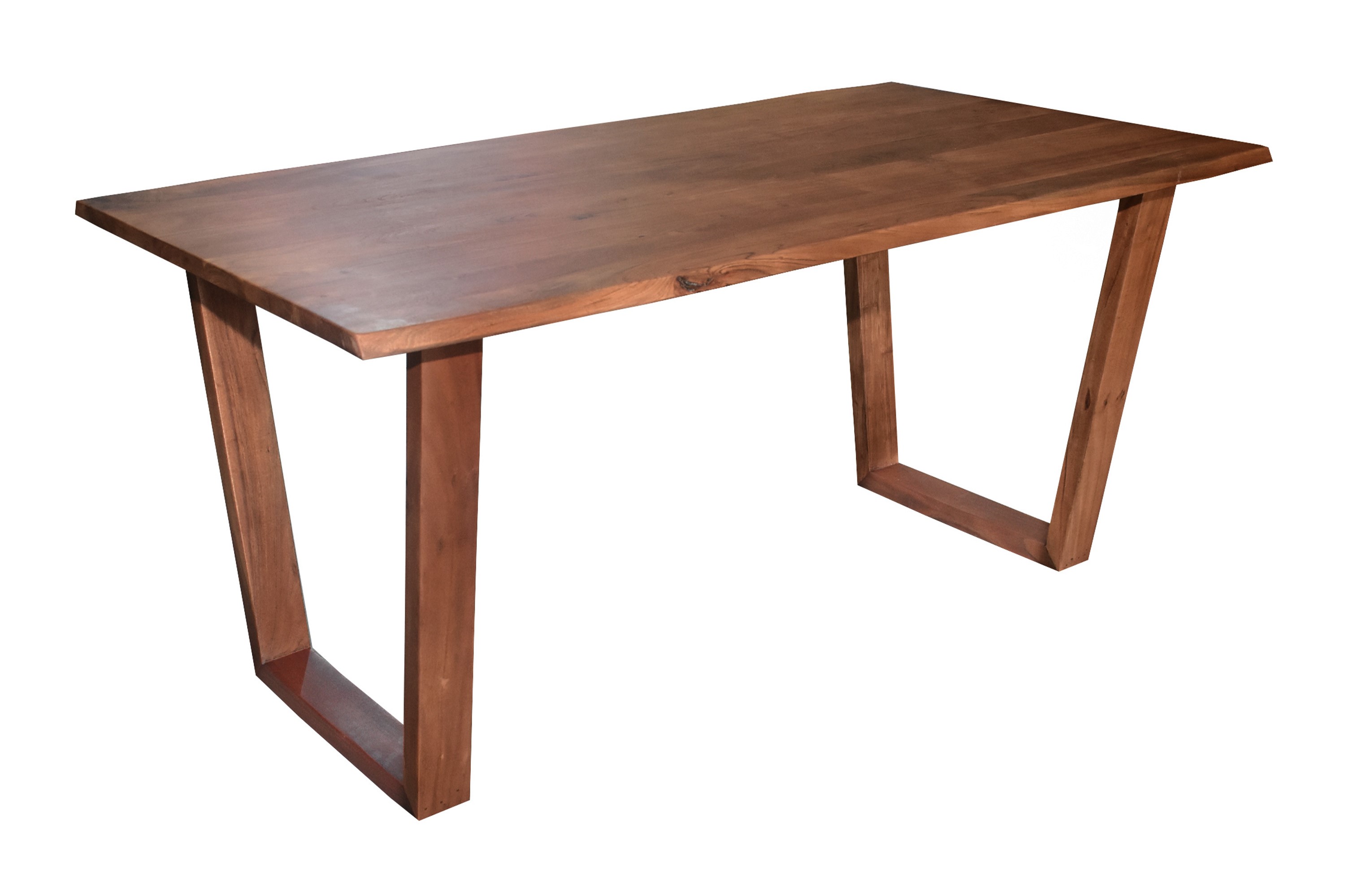 Esstisch Baumkante massiv Akazie nuss 160 x 85 V-Holzgestell nussbaumfarben GIRONA
