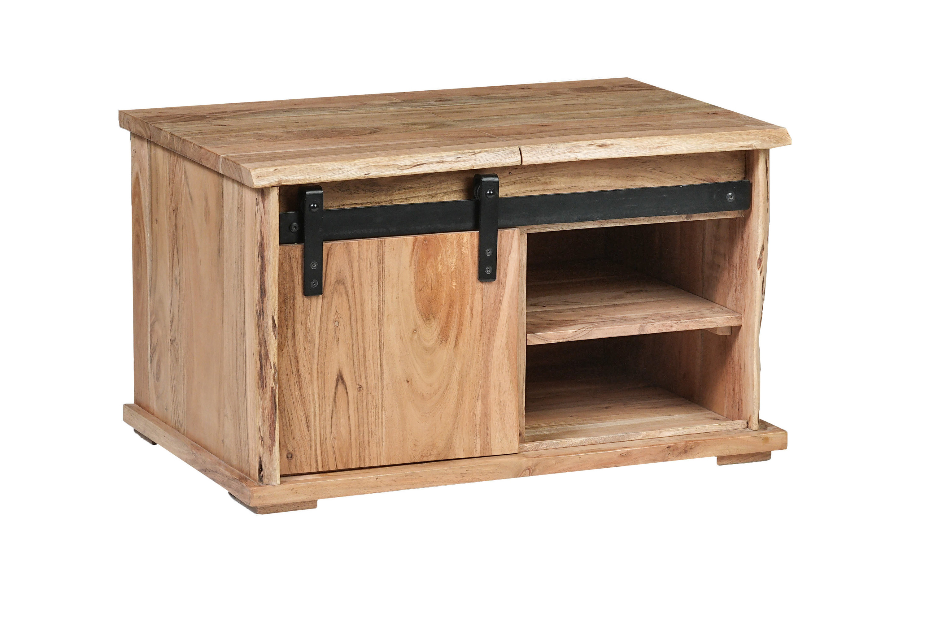 Truhen-Couchtisch Baumkante 76 x 51 x 45 cm Akazienholz massiv naturfarben LIAN I