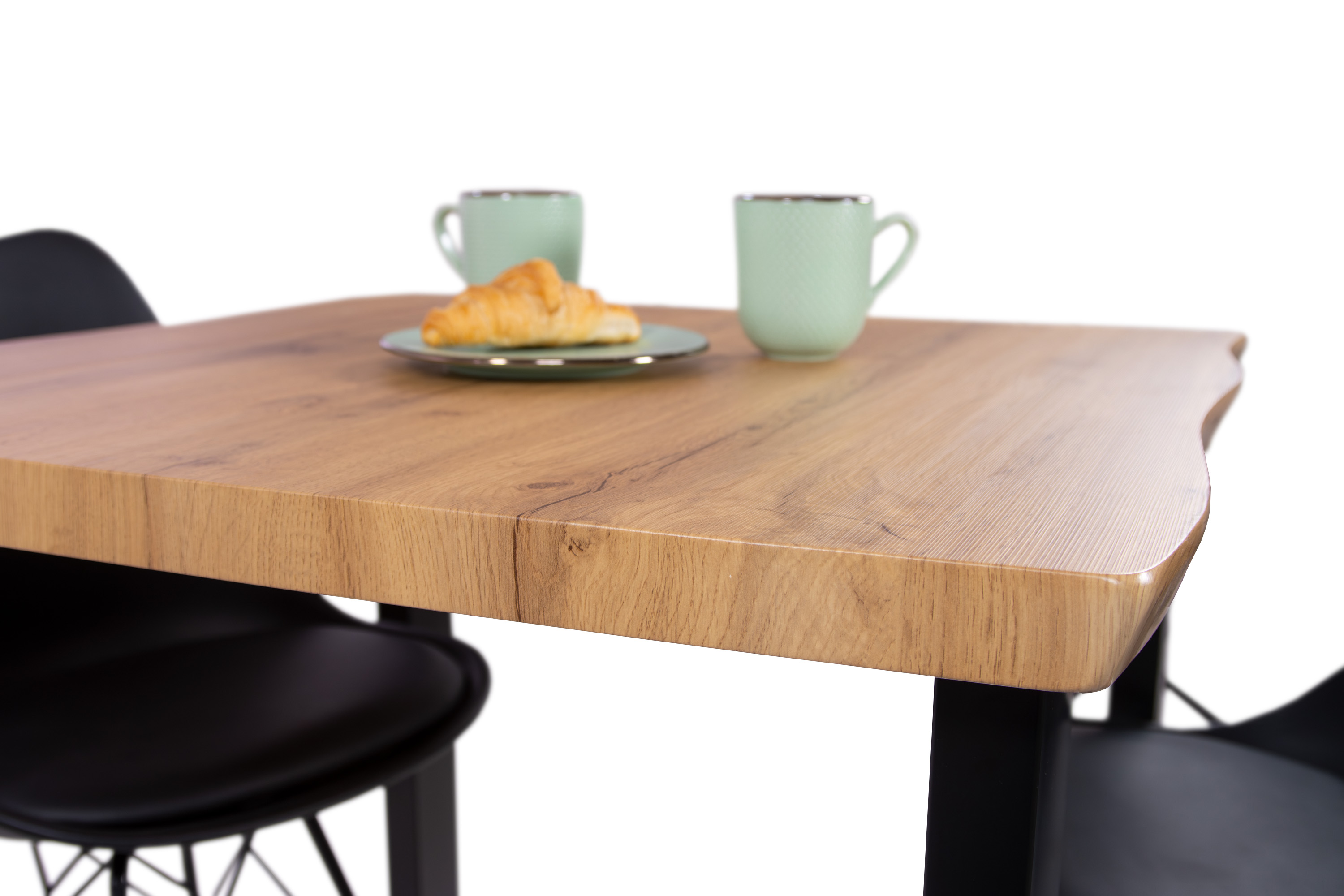 Esstisch Baumkante Holz-Optik Wildeiche 80 x 80 U-Gestell schwarz JOSY Esstisch Baumkante Holz-Optik Wildeiche 80 x 80 U-Gestell schwarz JOSY