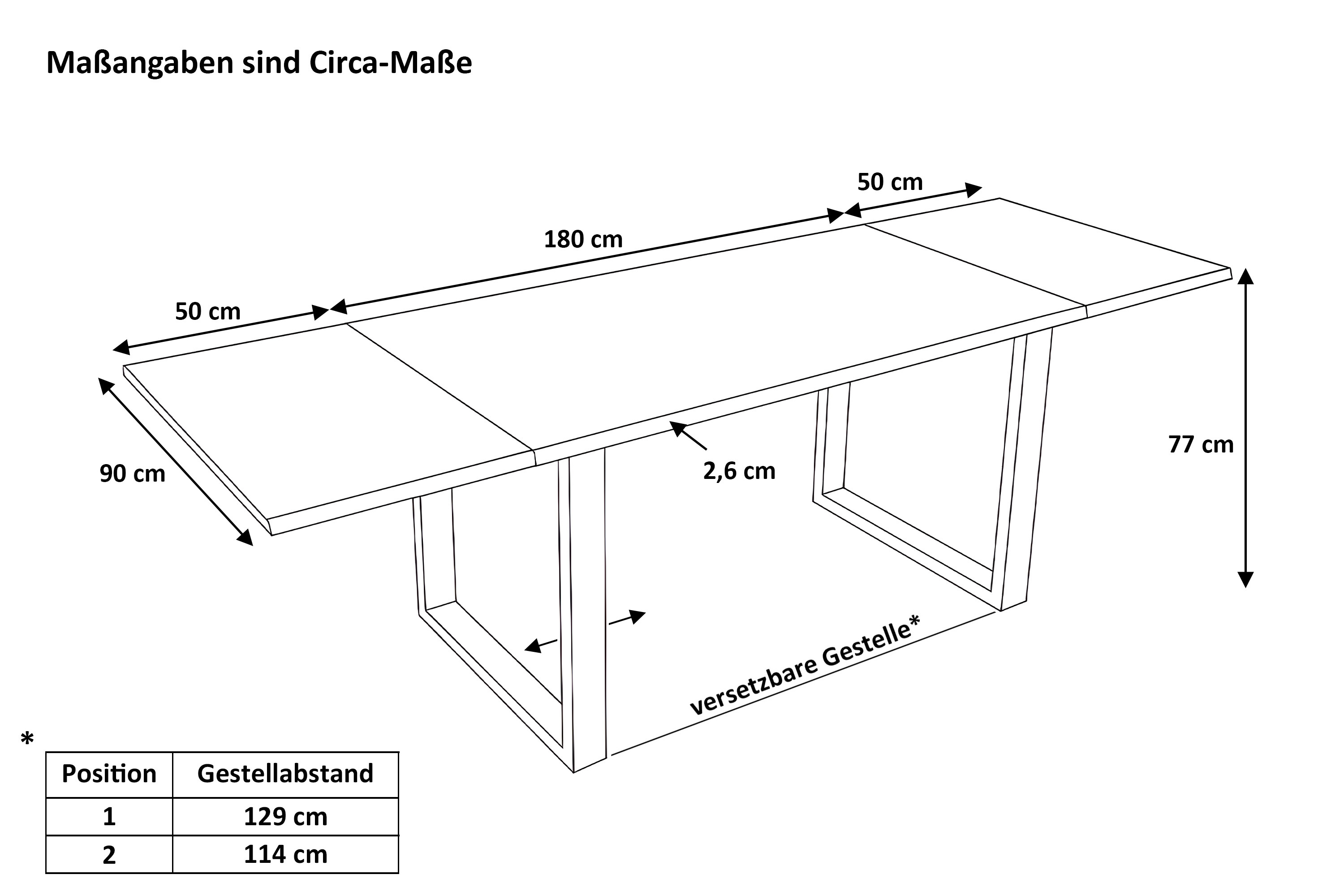 Esstisch Baumkante Akazie nuss 180(280)x90 Ansteckplatten U-Gestell silber AVINO