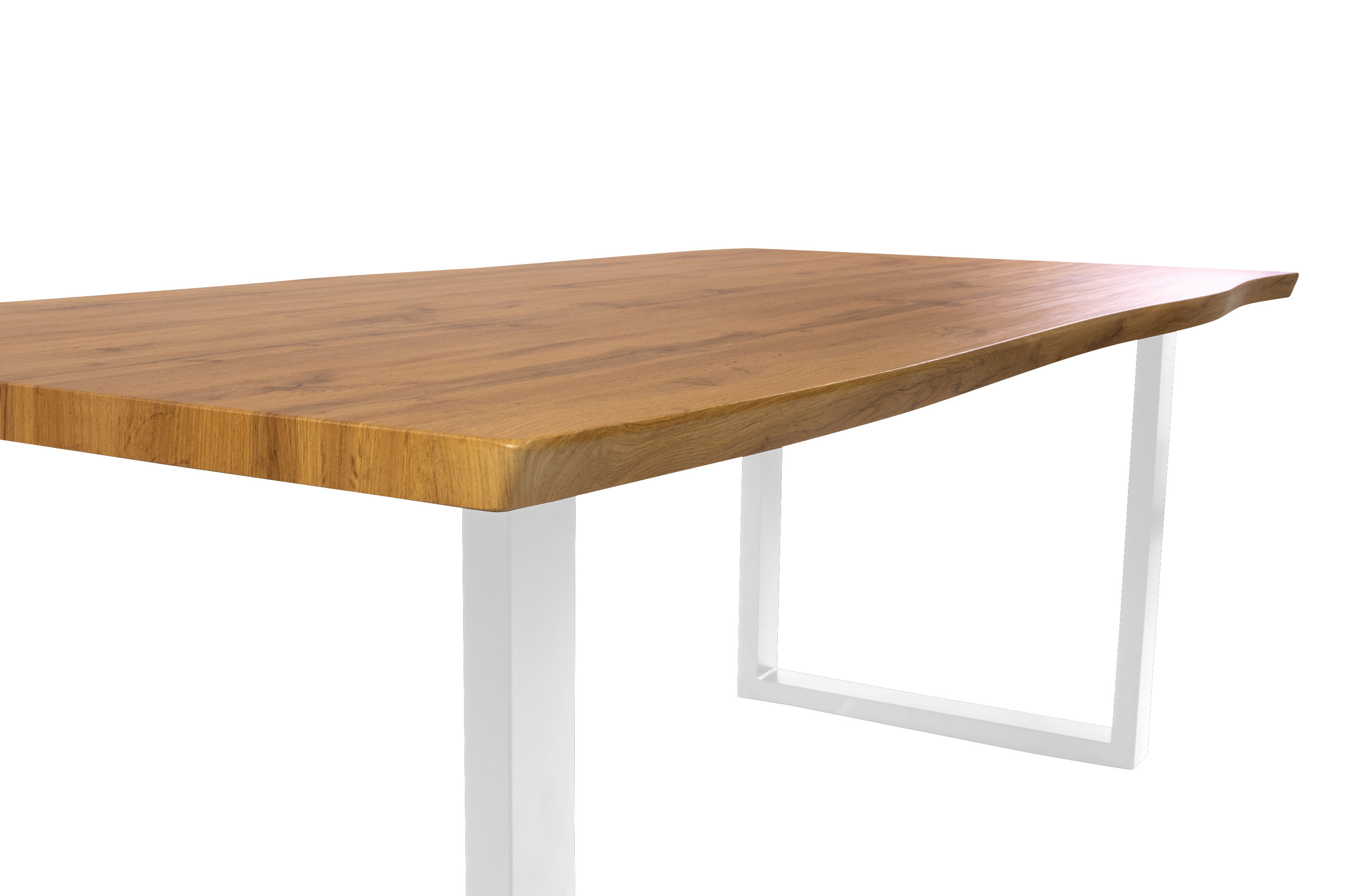 Esstisch Baumkante Holz-Optik Wildeiche 200 x 100 U-Gestell weiß JOSY