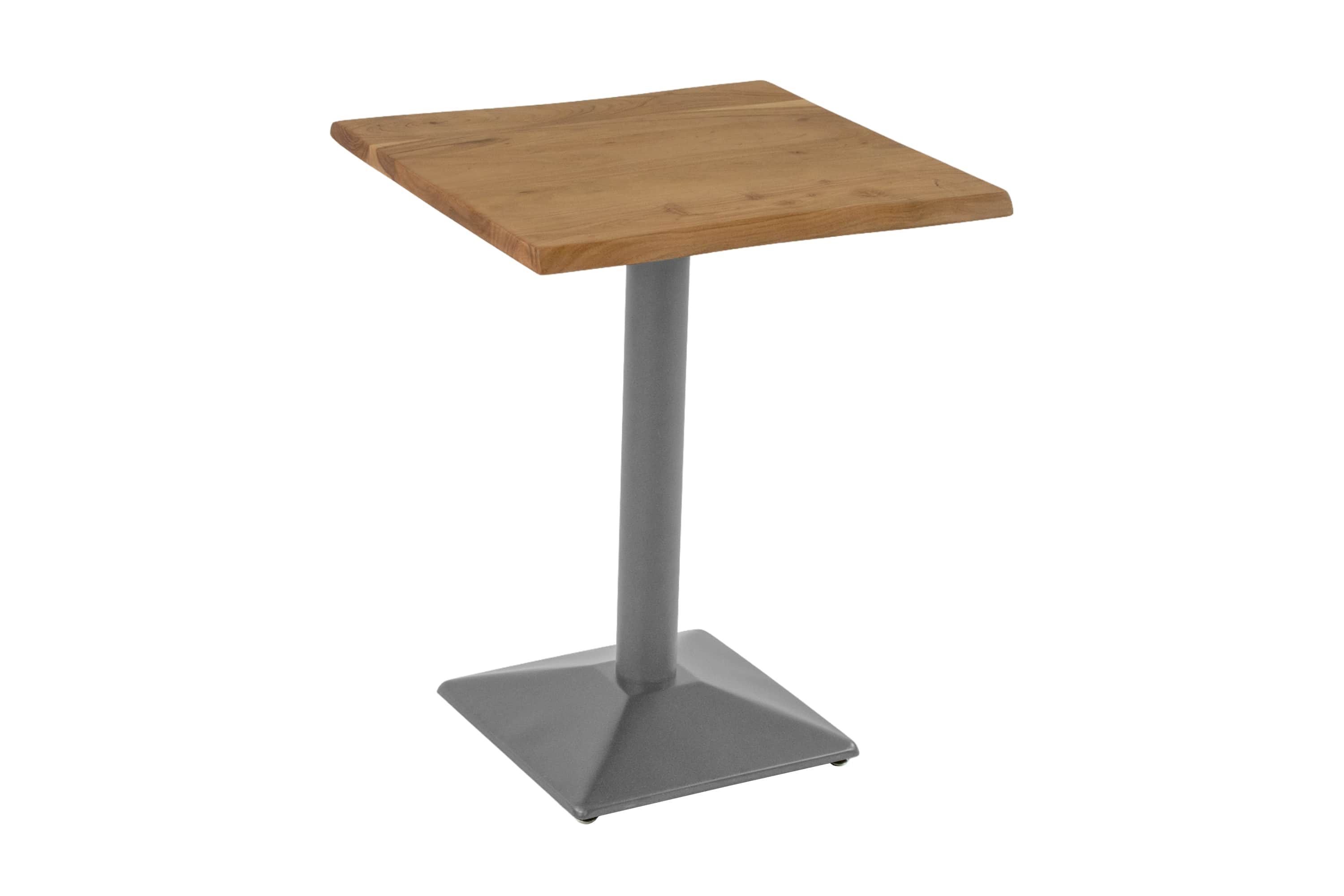 Bistrotisch Baumkante massiv 60 x 60 cm Akazie natur Säulengestell silber INES
