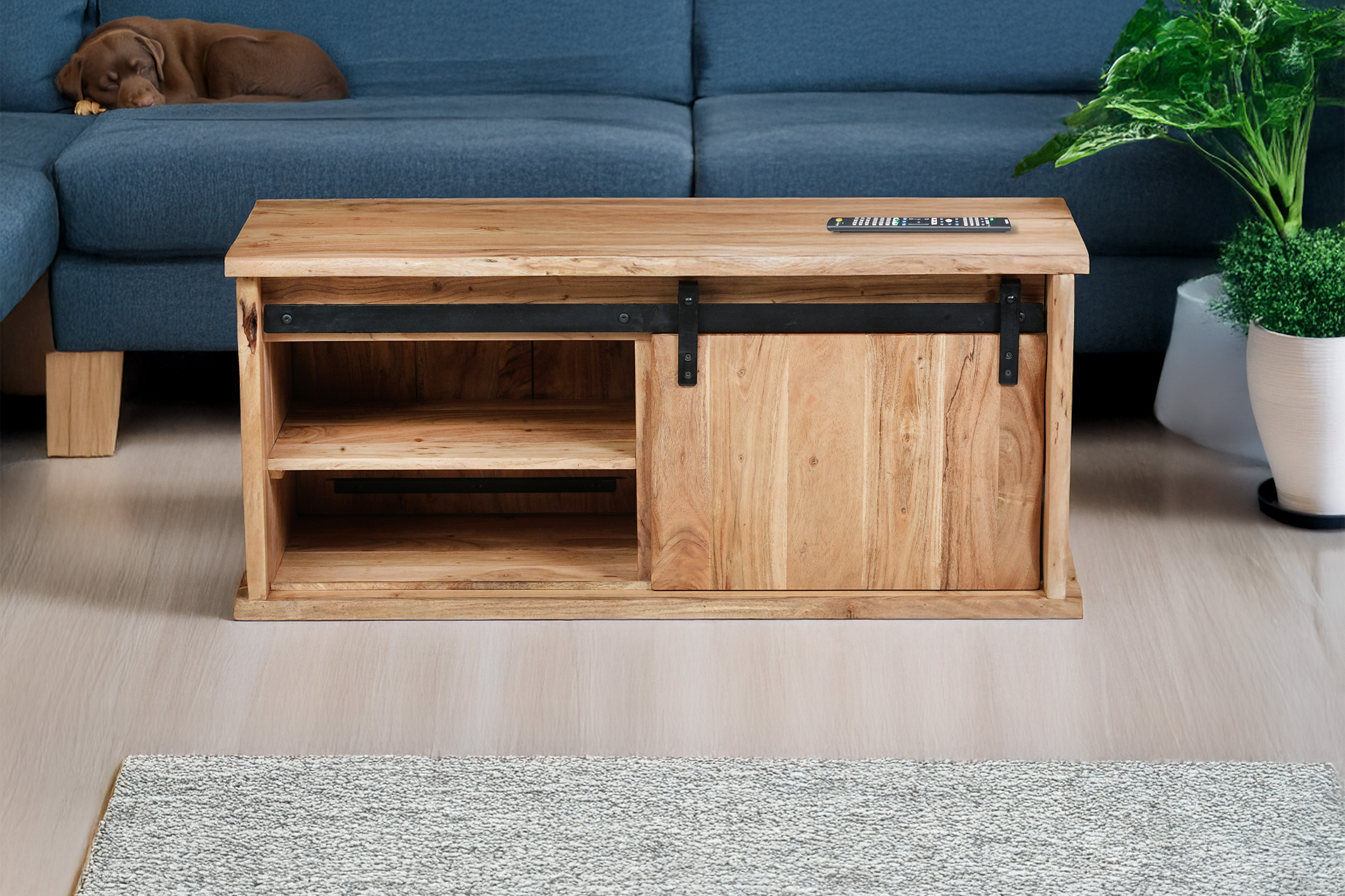 Couchtisch Baumkante 110 x 45 x 50 cm Akazienholt massiv naturfarben LIAN I