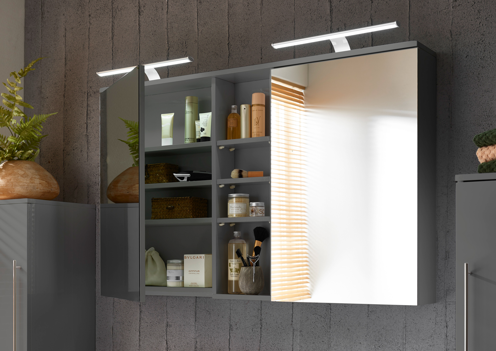 SAM® Badmöbel Set 2tlg Doppelwaschtisch 120 cm Hochglanz grau VILLA