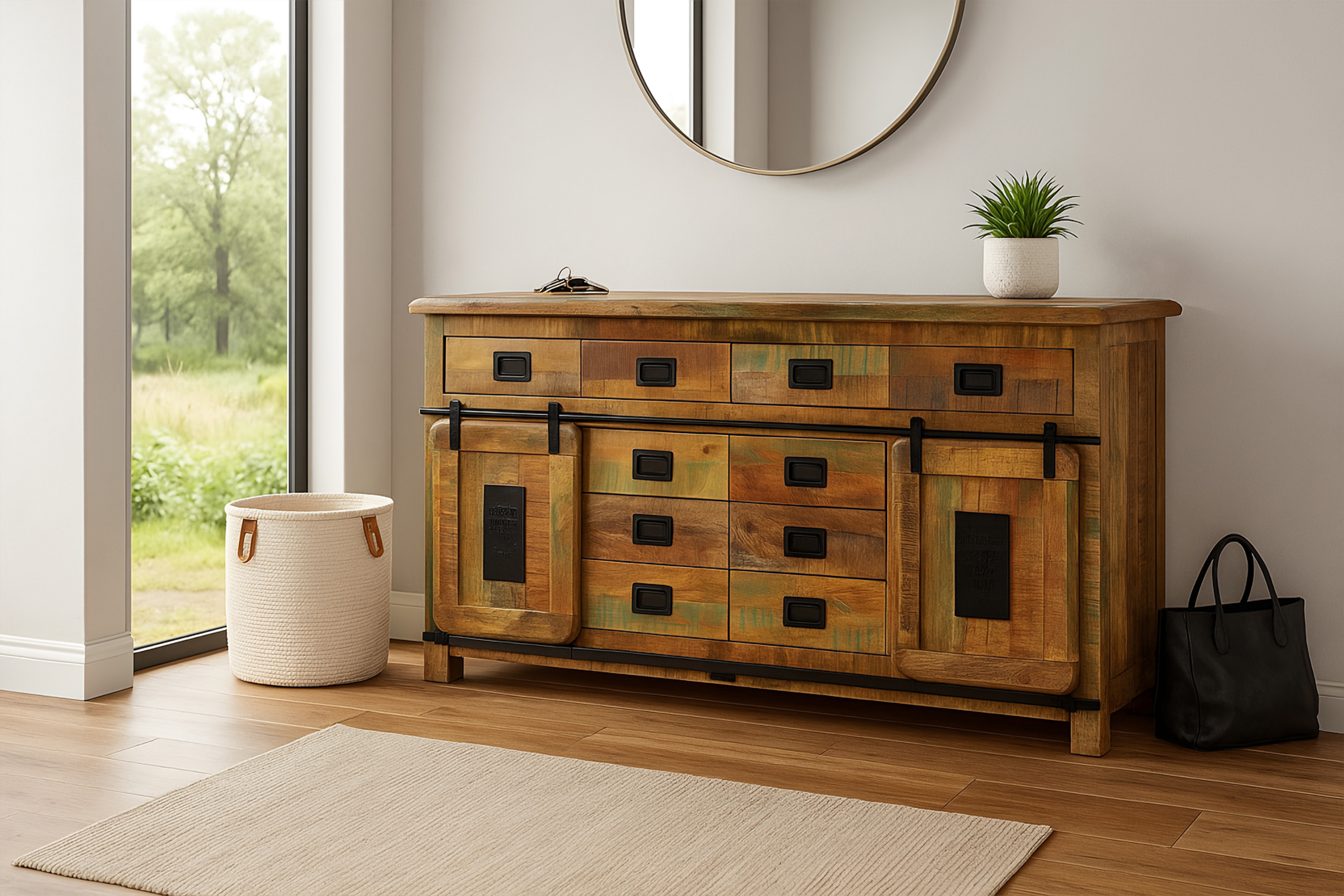 Sideboard Kommode Mango massiv vielfarbig 200 x 90 x 45 cm LIBRO