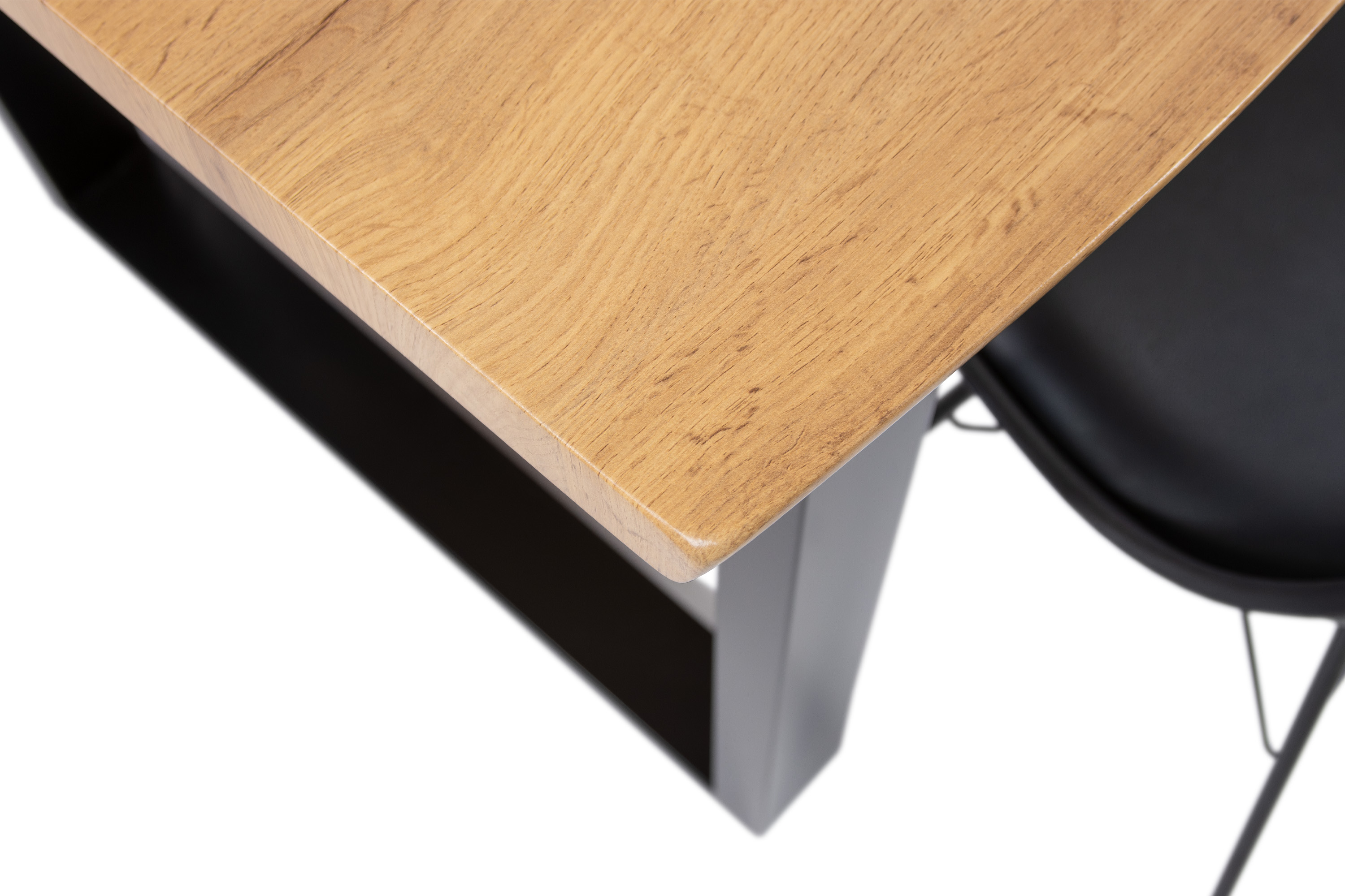Esstisch Baumkante Holz-Optik Wildeiche 140 x 80 U-Gestell schwarz JOSY