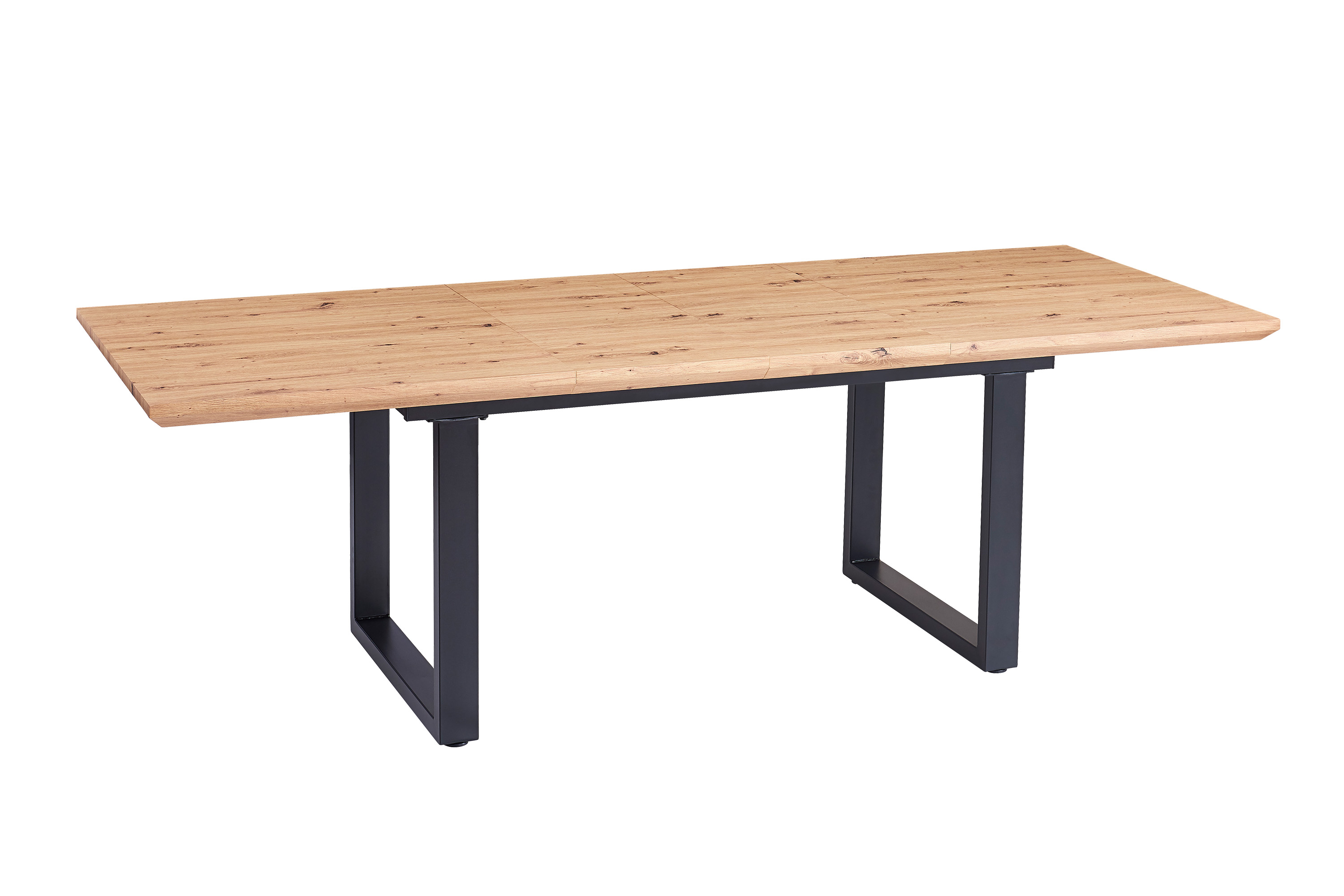 Esstisch Schweizer Kante eichenfarben 160(240) x 90 U-Gestell schwarz Bird