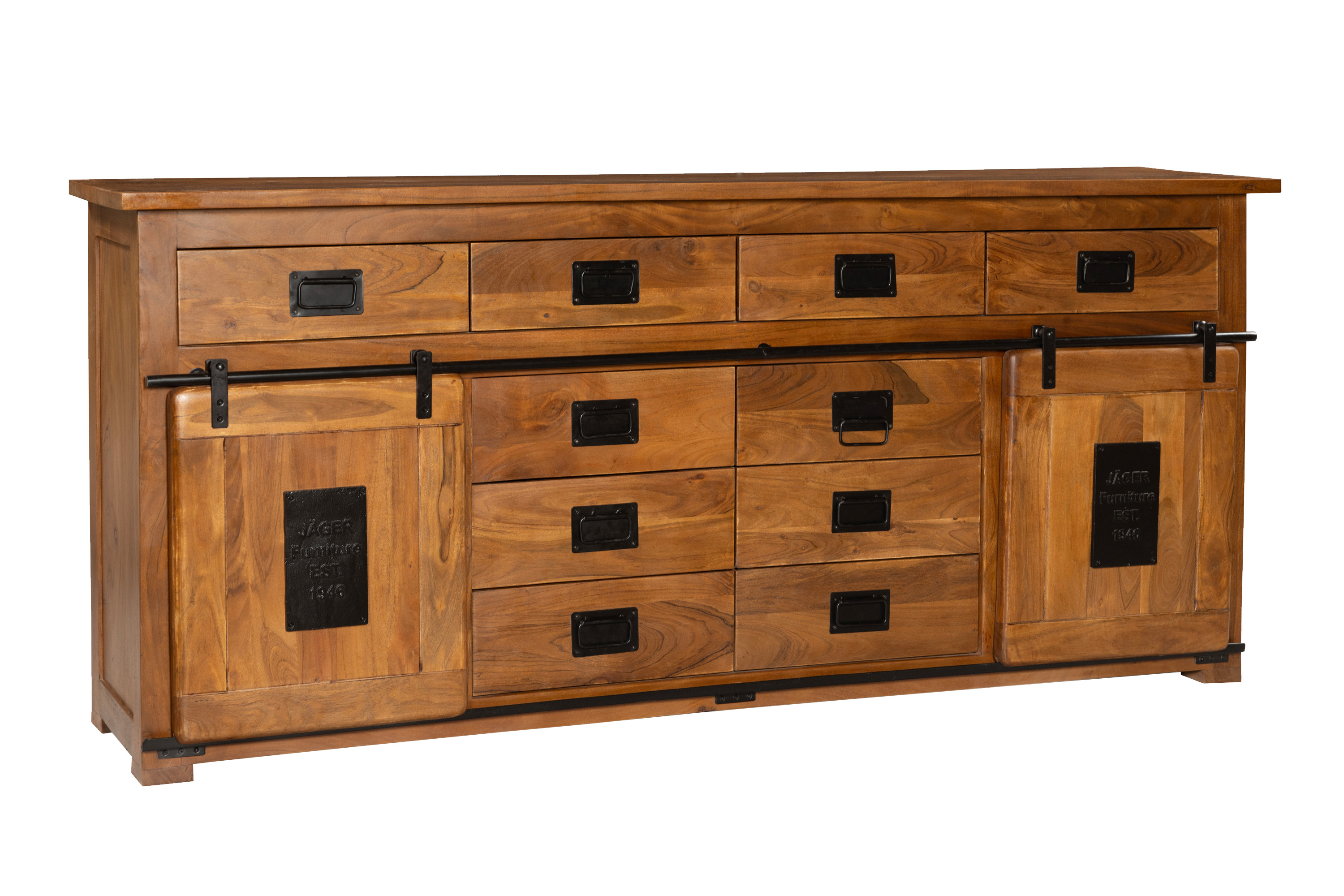 Sideboard Kommode Akazienholz massiv nussbaumfarben 200 x 90 x 45 cm LIBRO