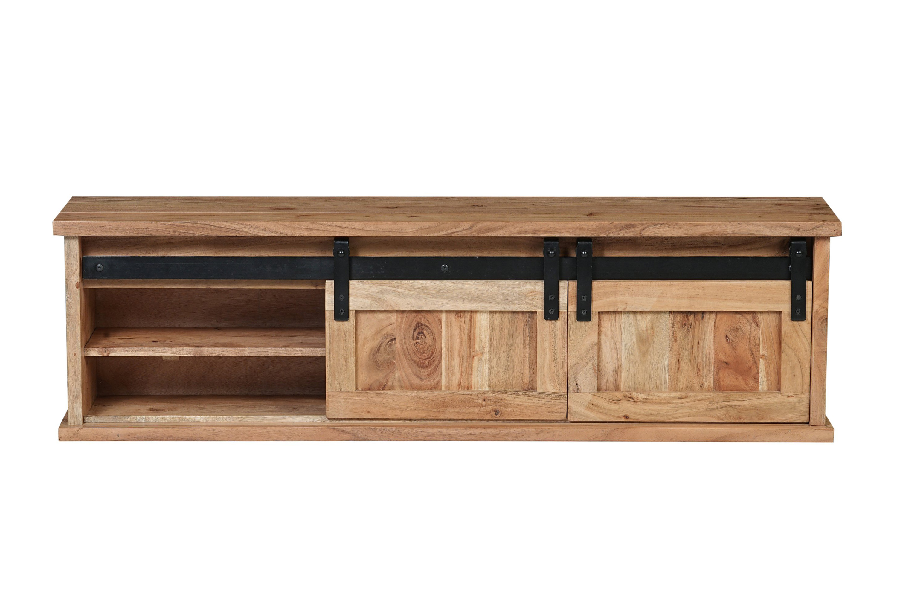 Regal Wandboard 130 x 25 x 37 cm Akazienholz massiv naturfarben ohne Baumkante LIAN 1