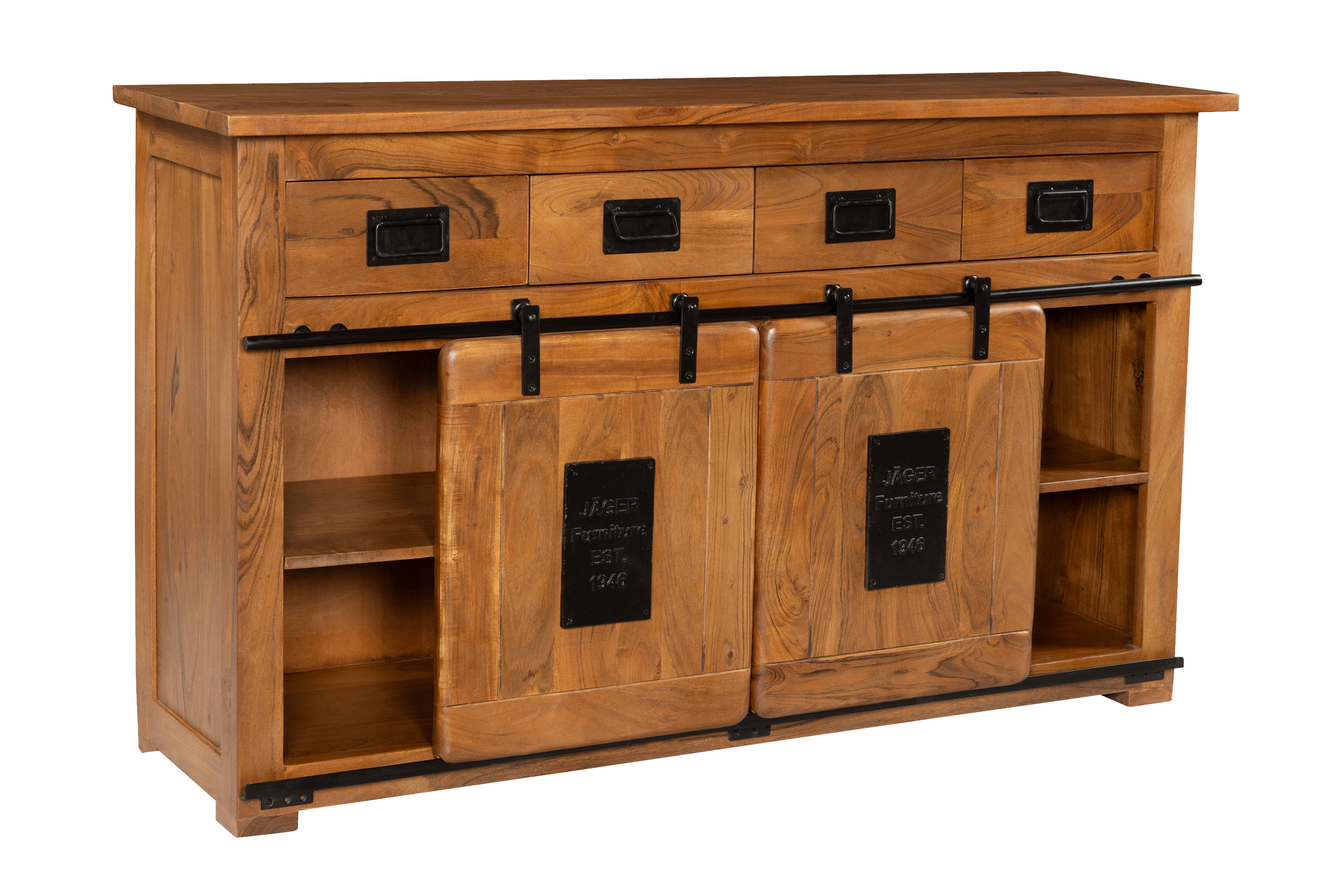 Sideboard Kommode Akazienholz massiv nussbaumfarben 150 x 90 x 45 cm LIBRO