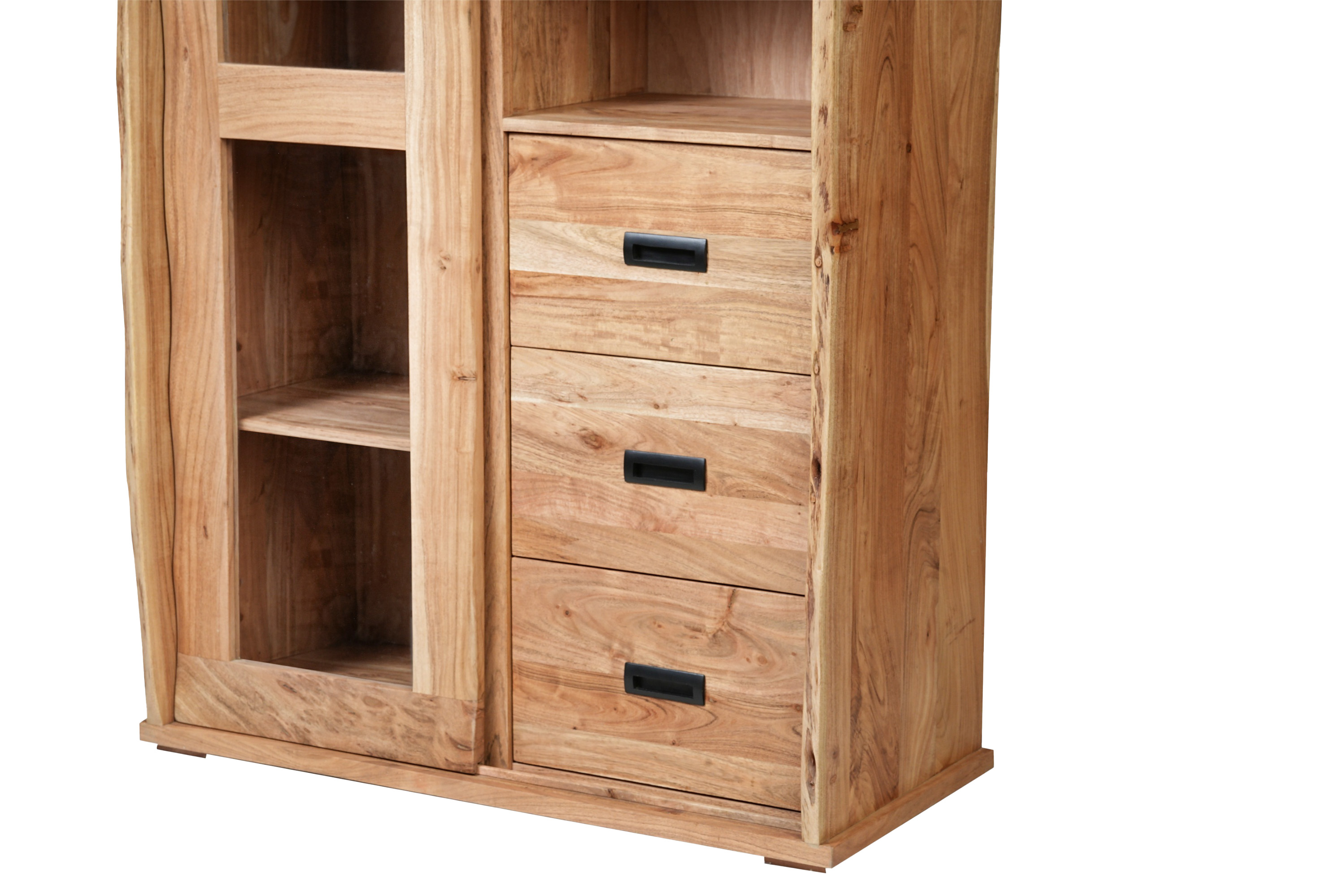 Highboard Baumkante 100 x 45 x 175 cm Akazienholz massiv naturfarben LIAN IV