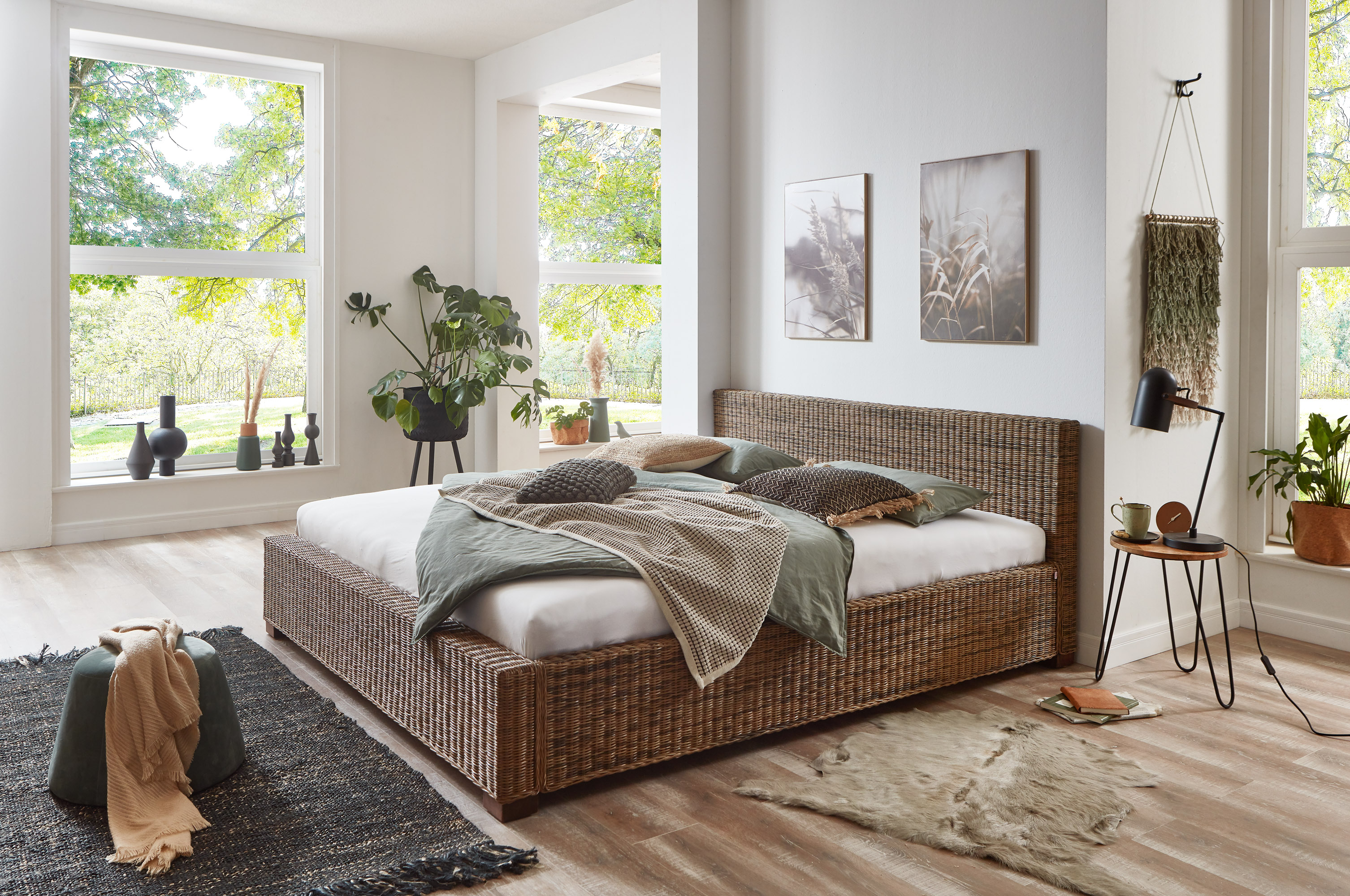  Rattanbett Doppelbett 180 x 200 cm Rattan Slash