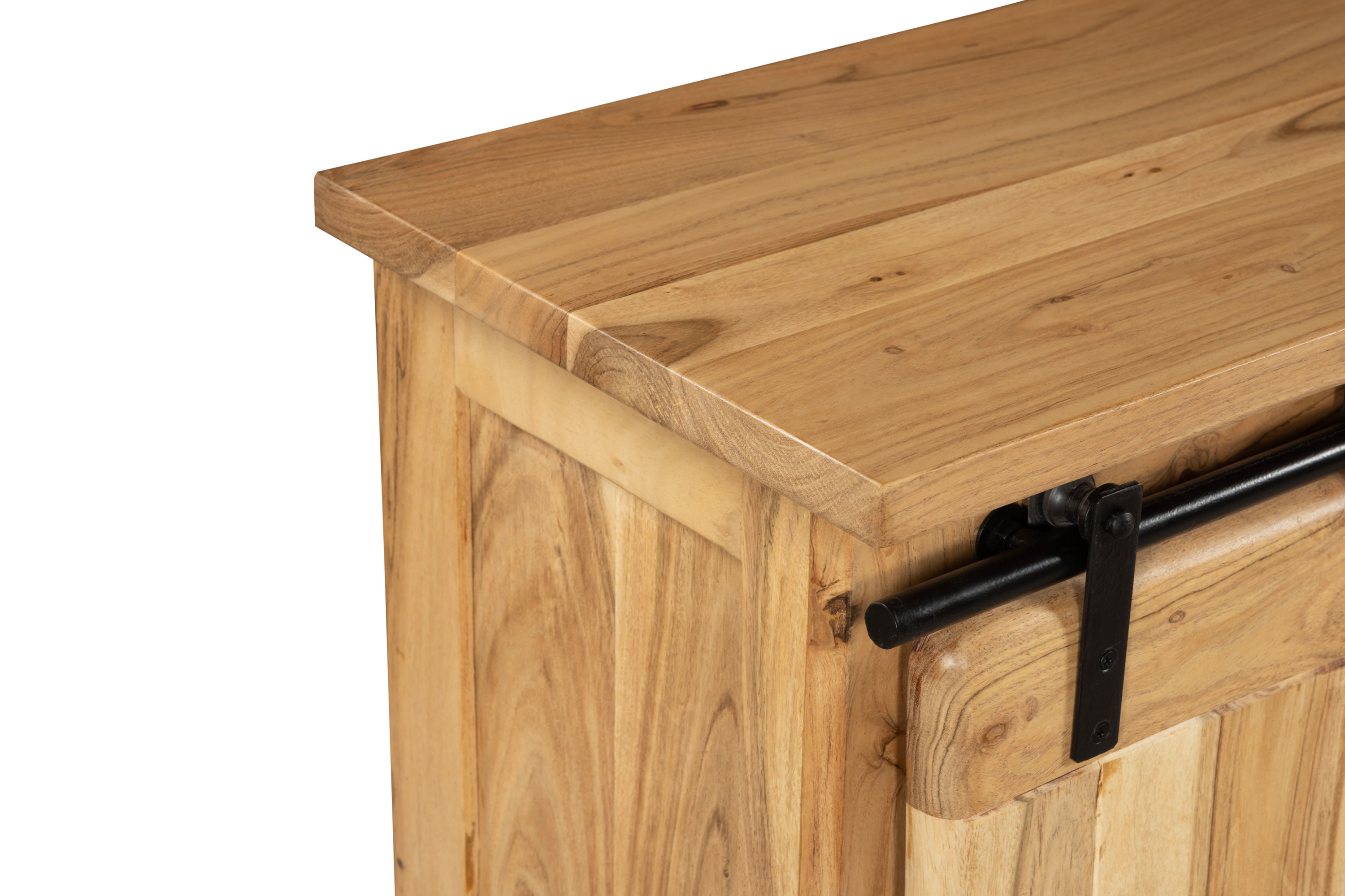 Couchtisch mit Schiebetür und 3 Fächern Akazie massiv 110 x 45 x 70 cm natur LIBRO