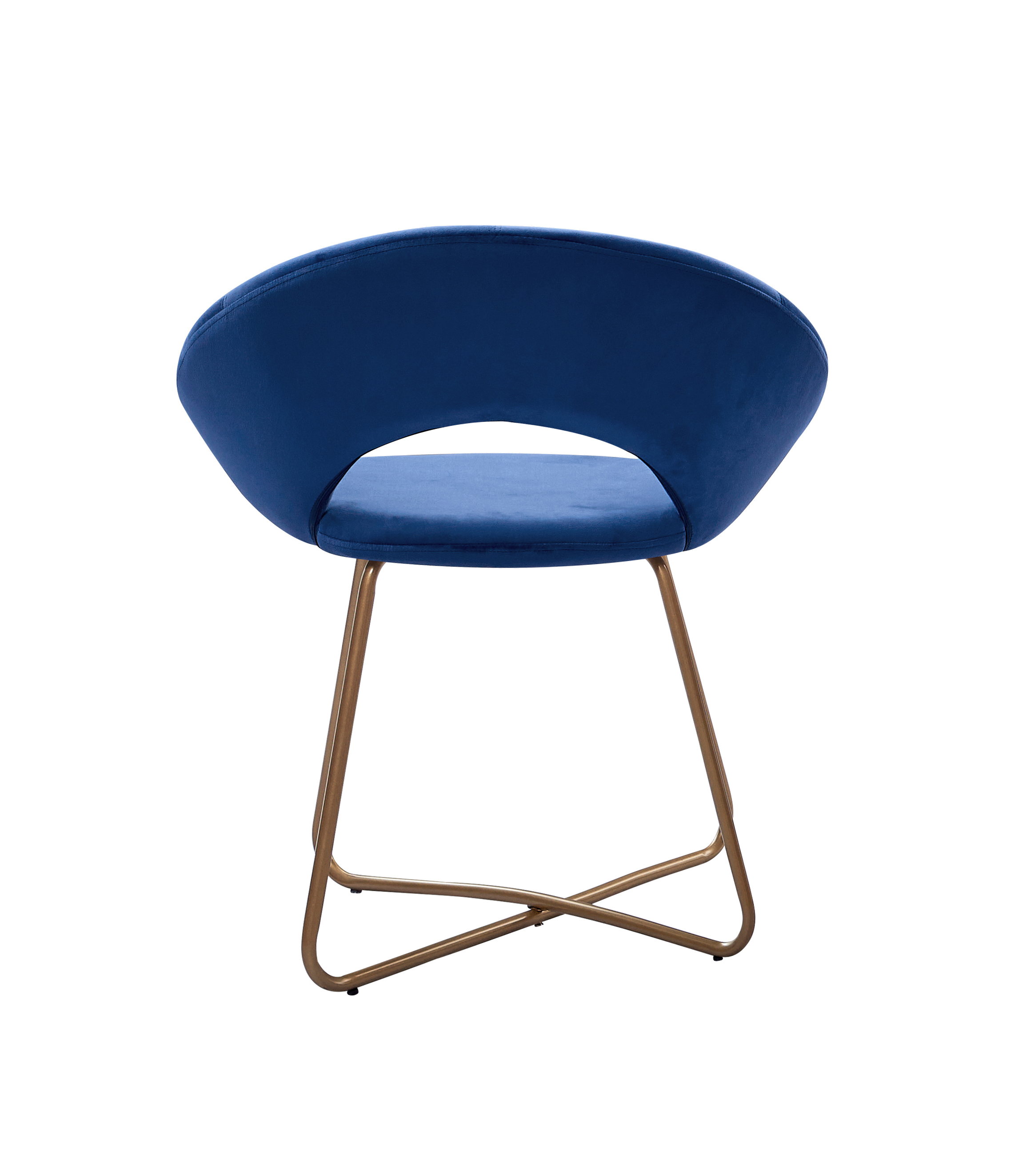  Schalenstuhl Samtbezug blau Gestell gold LENNY