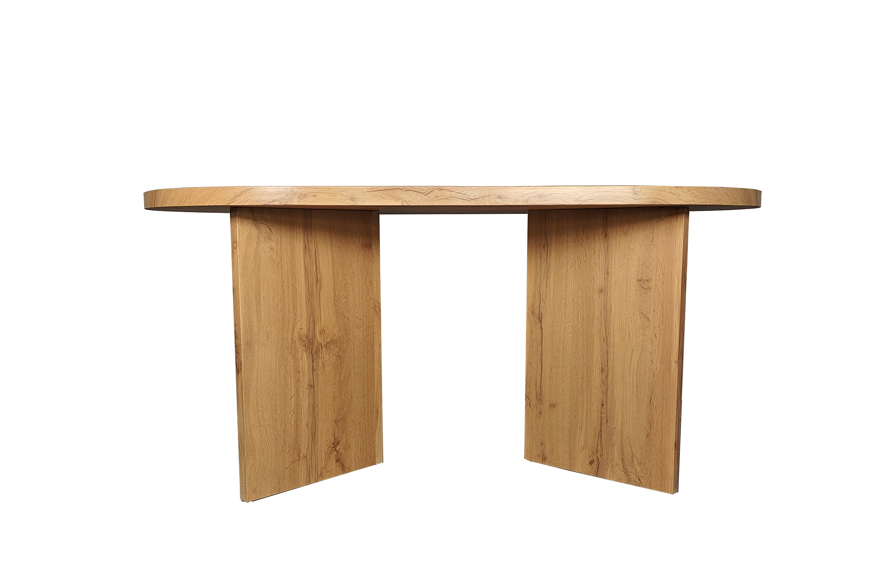 Esstisch 160 x 90 cm Holz Wildeiche-Optik gerade Kante oval V-Gestell OVI