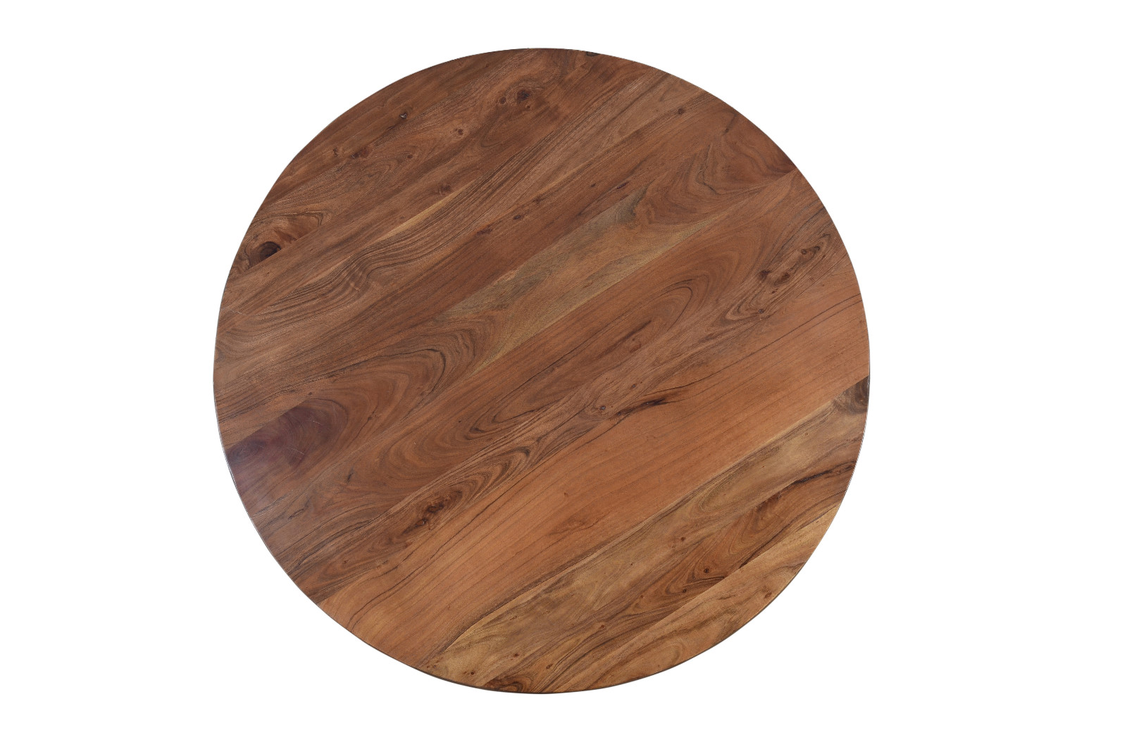  Esszimmertisch rund 140 cm Akazienholz Nussbaum Silber RUNA