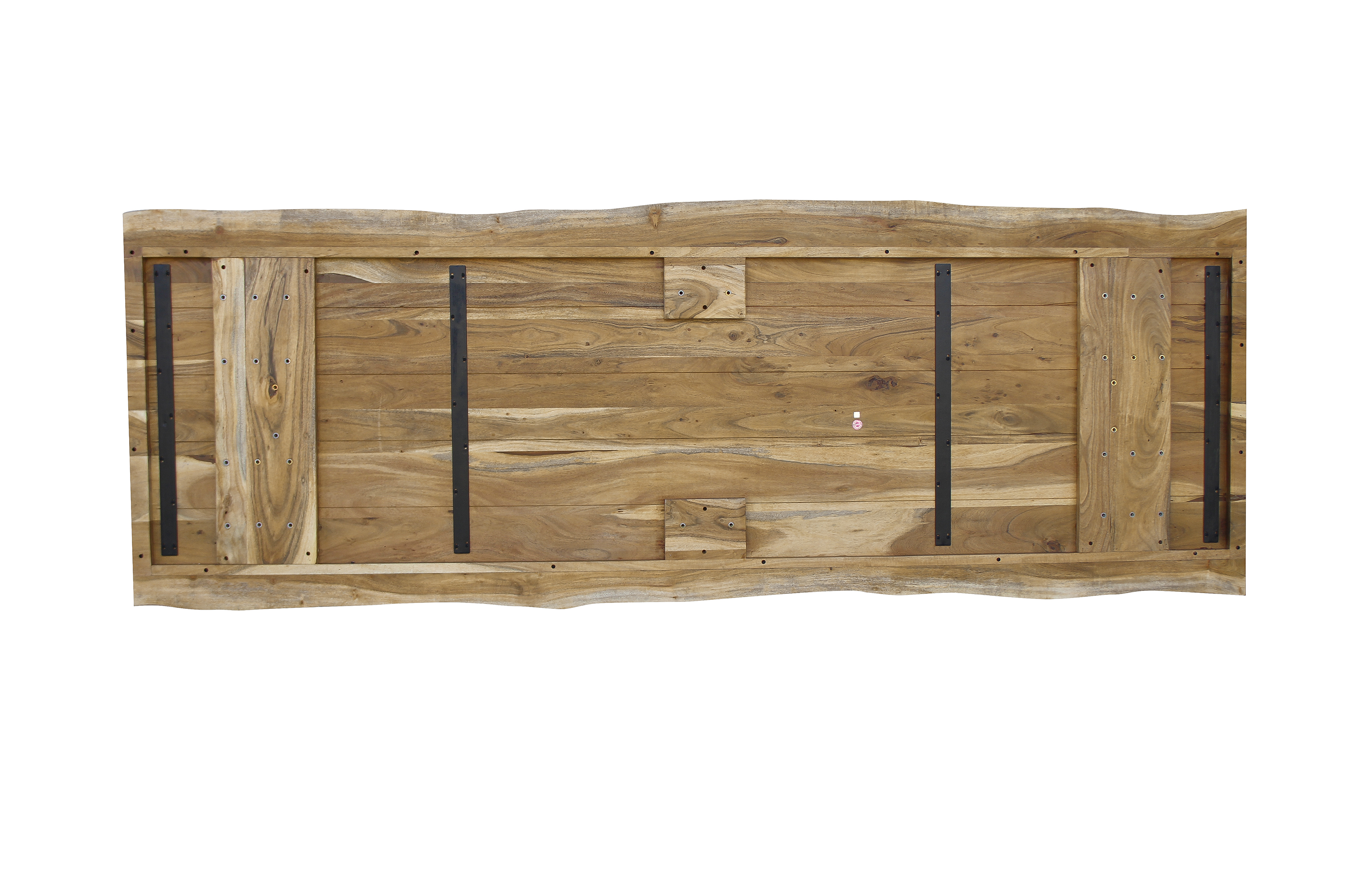 Esstisch Baumkante Akazie massiv Eiche 280 x 100 U-Gestell silber CALI