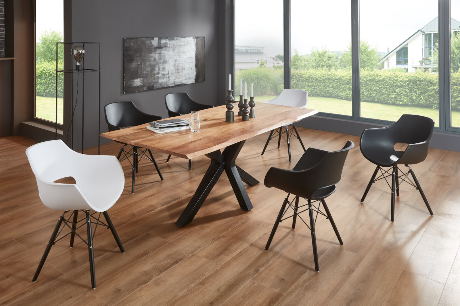 Esstisch Baumkante massiv Akazie natur 240 x 100 schwarz SPYRO Esstisch Baumkante massiv Akazie natur 240 x 100 schwarz SPYRO